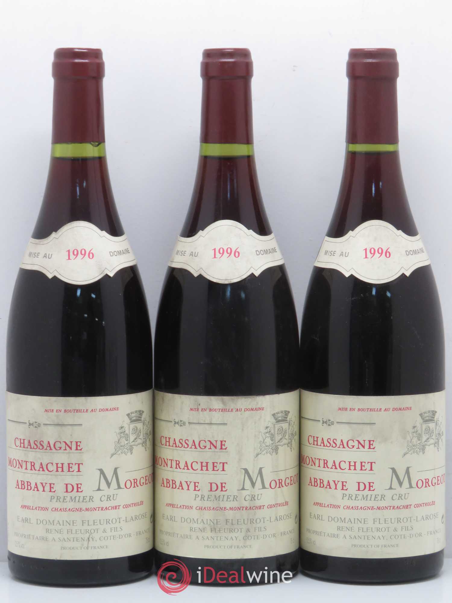 Chassagne-Montrachet 1er Cru Abbaye de Morgeot Fleurot Larose 1996 - Lotto di 3 bottiglie - 0