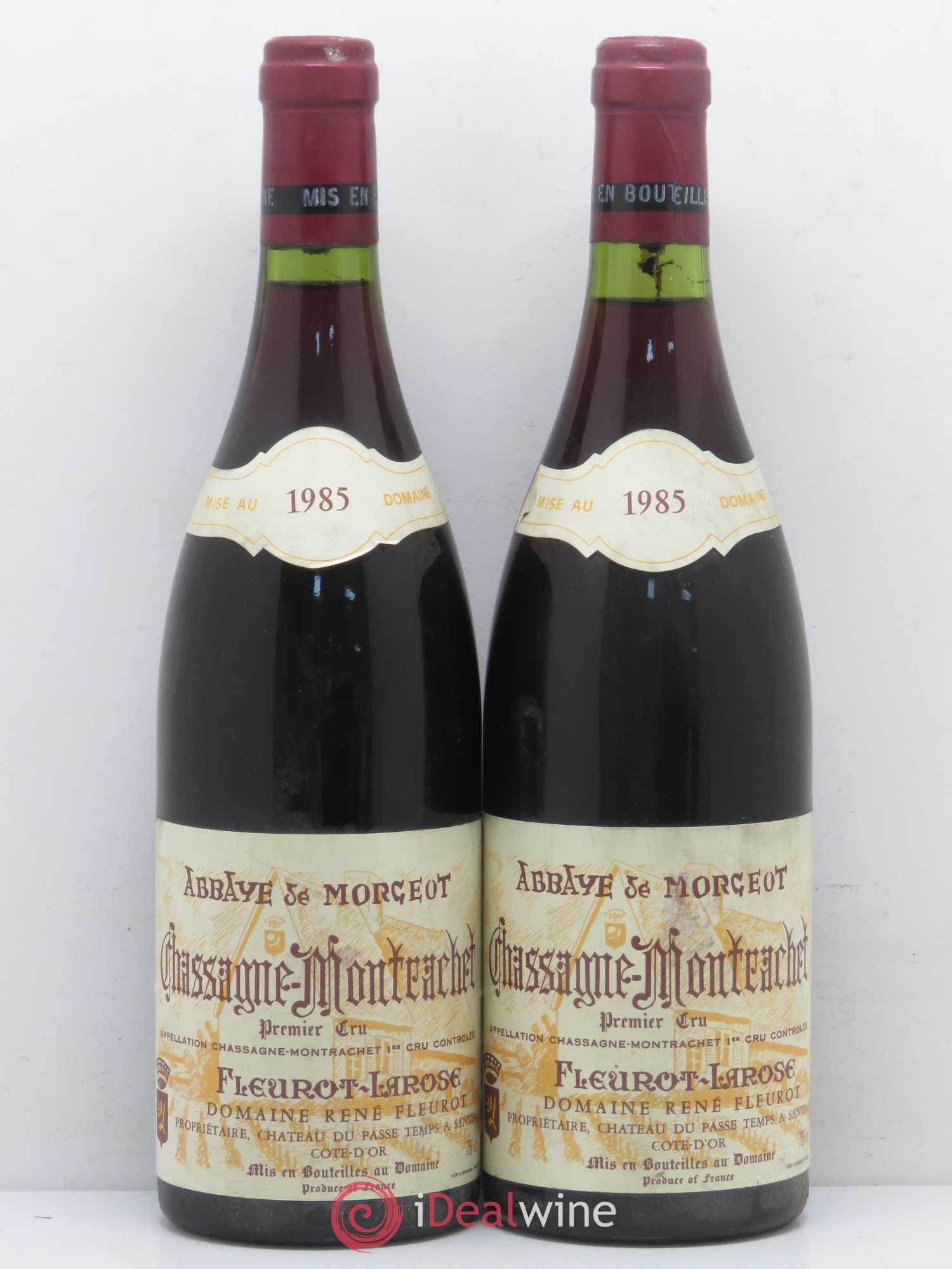 Chassagne-Montrachet 1er Cru Abbaye de Morgeot Fleurot Larose 1985 - Posten von 2 Flaschen - 0
