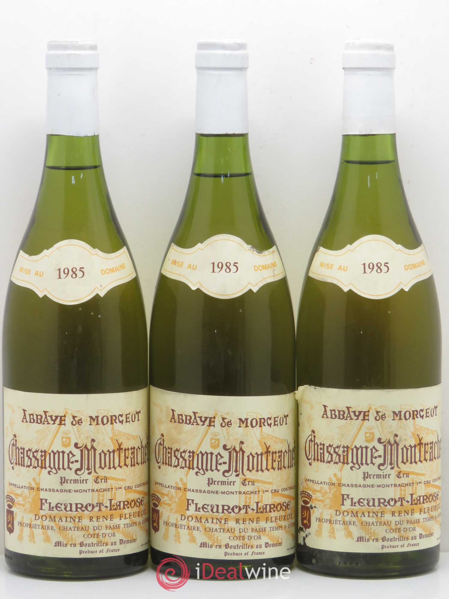 Chassagne-Montrachet 1er Cru Abbaye de Morgeot Fleurot Larose 1985 - Lotto di 3 bottiglie - 0