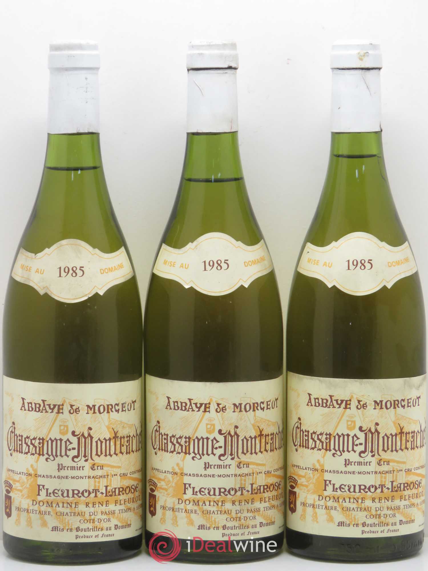 Chassagne-Montrachet 1er Cru Abbaye de Morgeot Fleurot Larose 1985 - Posten von 3 Flaschen - 0