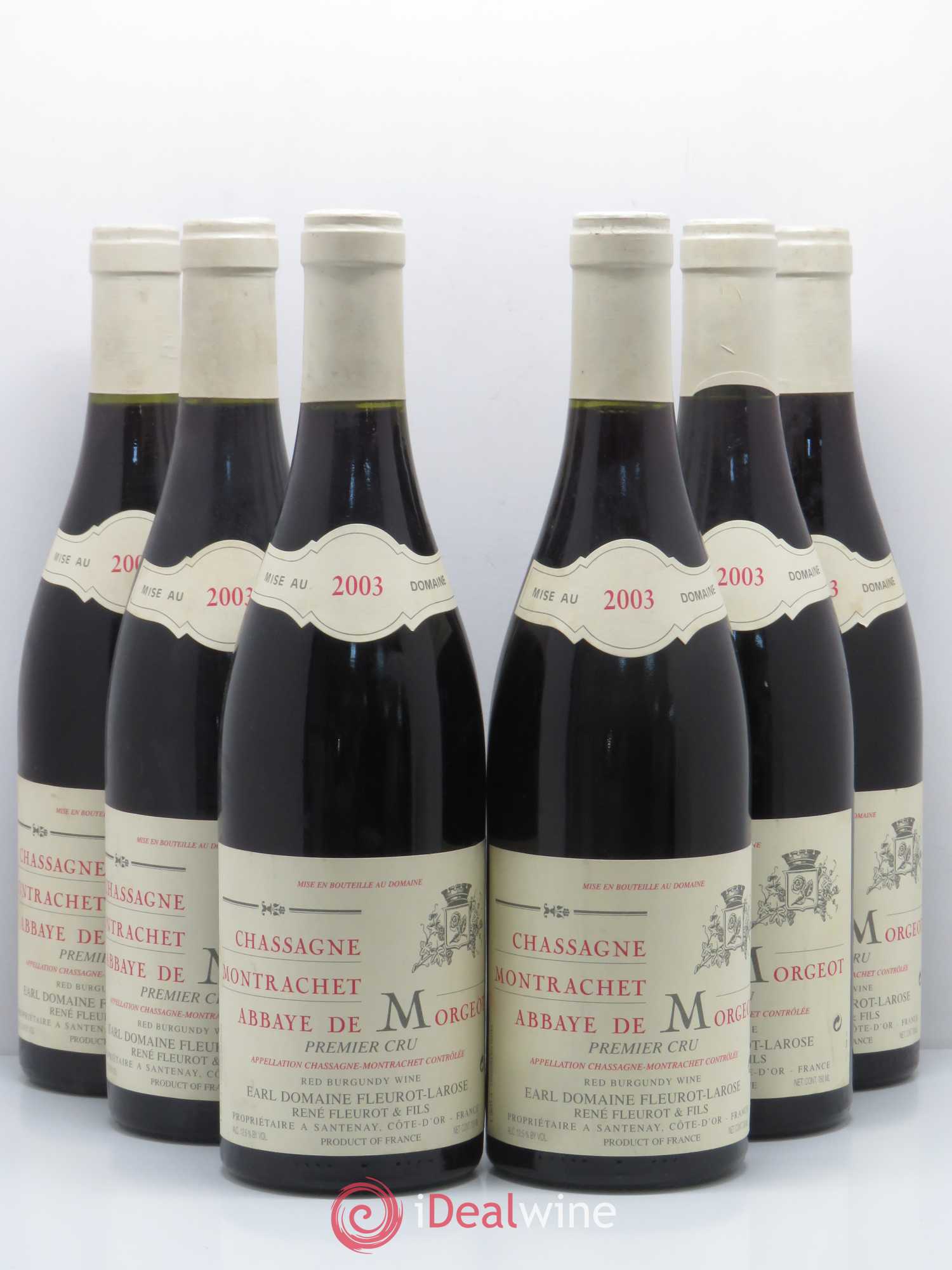 Chassagne-Montrachet 1er Cru Abbaye de Morgeot Fleurot Larose 2003 - Lotto di 6 bottiglie - 0