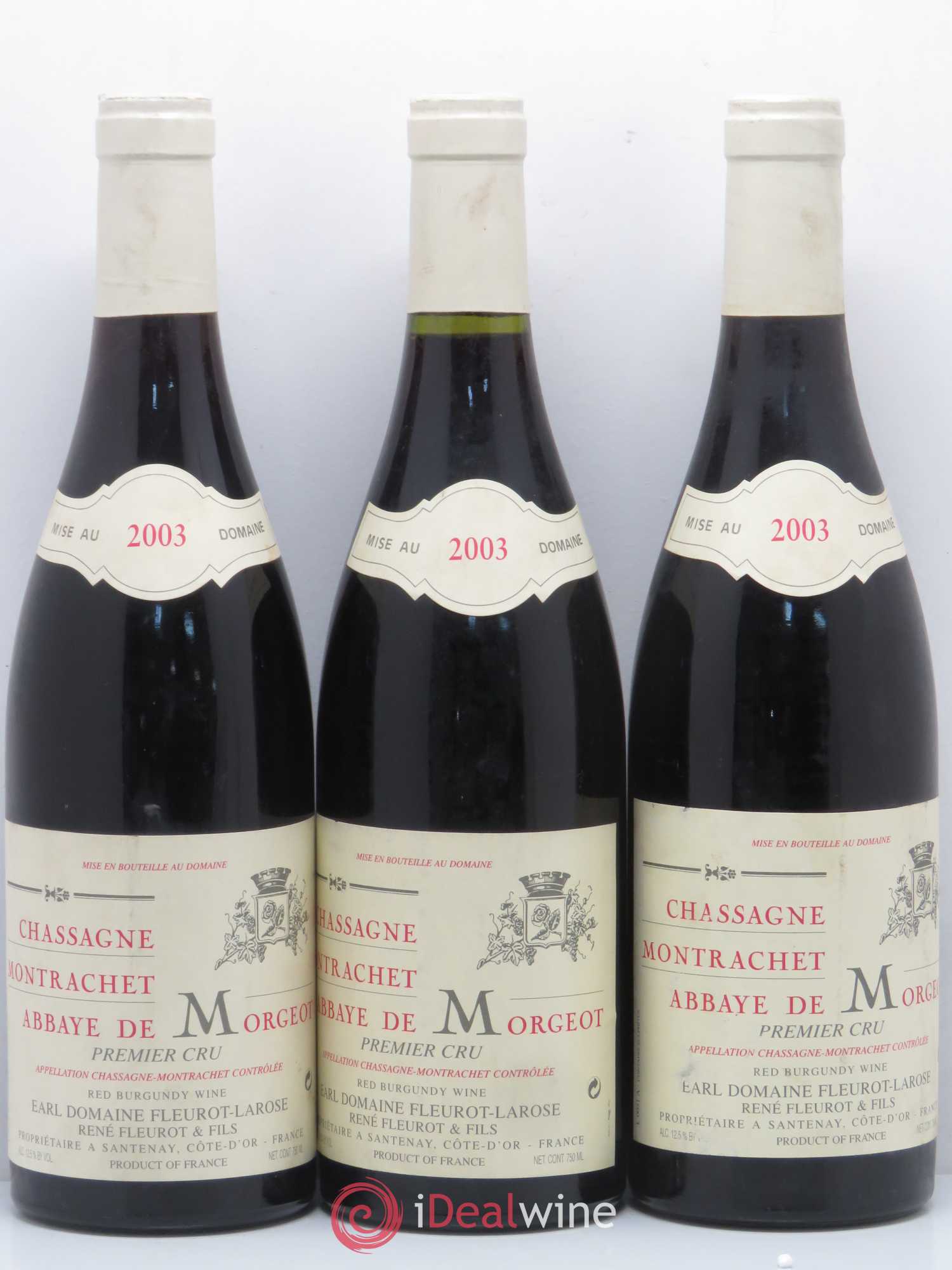 Chassagne-Montrachet 1er Cru Abbaye de Morgeot Fleurot Larose 2003 - Lotto di 3 bottiglie - 0