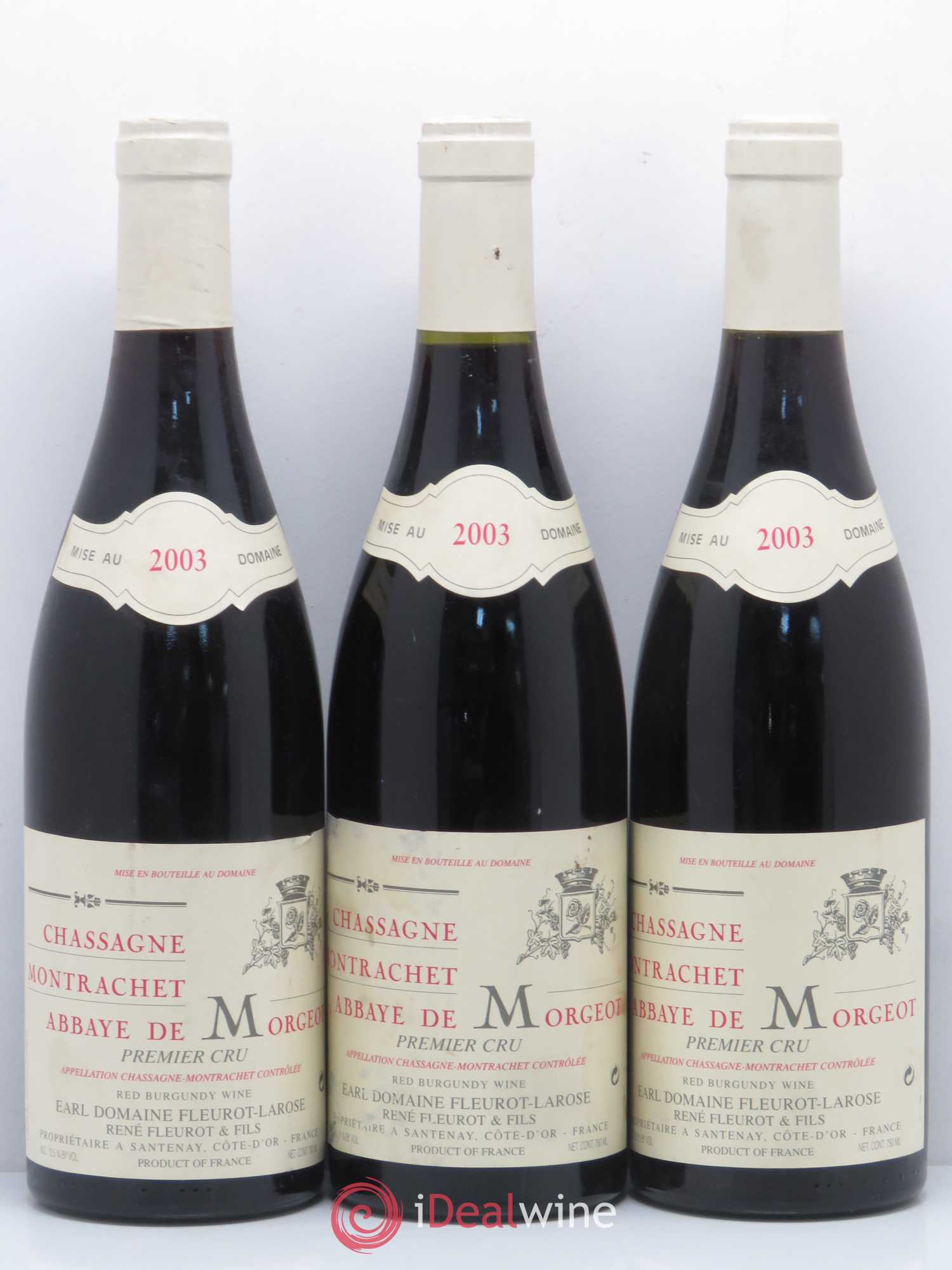 Chassagne-Montrachet 1er Cru Abbaye de Morgeot Fleurot Larose 2003 - Lotto di 3 bottiglie - 0