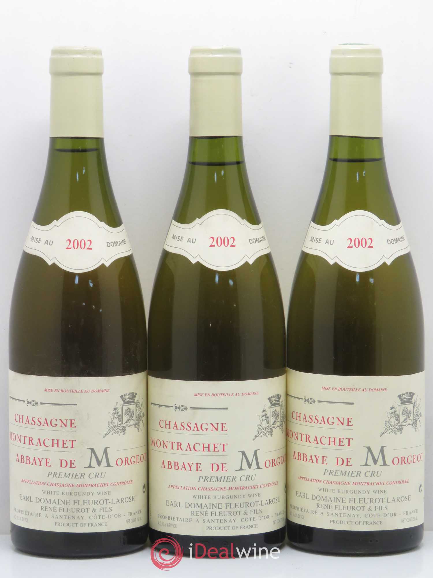 Chassagne-Montrachet 1er Cru Abbaye de Morgeot Fleurot Larose 2002 - Posten von 3 Flaschen - 0