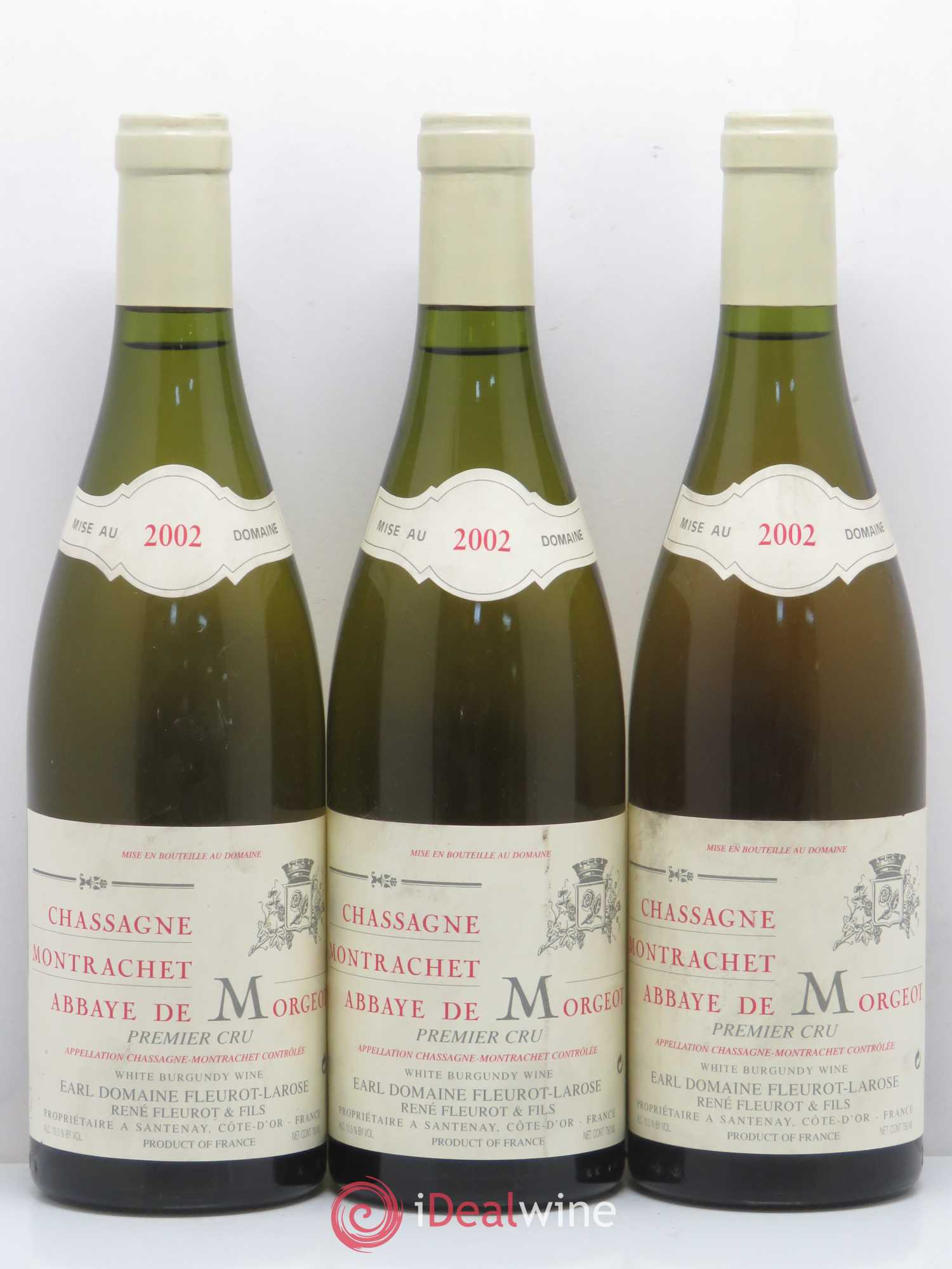 Chassagne-Montrachet 1er Cru Abbaye de Morgeot Fleurot Larose 2002 - Lotto di 3 bottiglie - 0