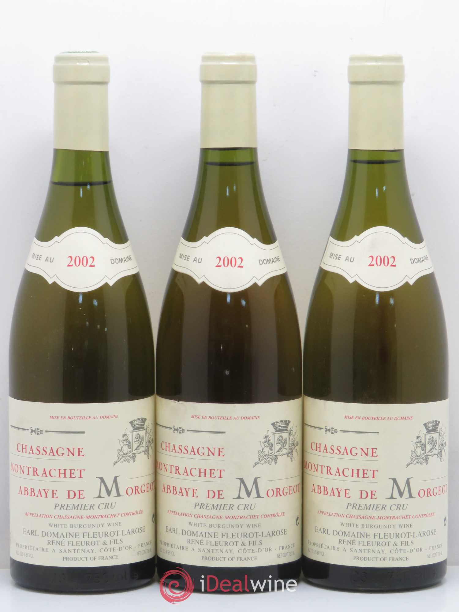 Chassagne-Montrachet 1er Cru Abbaye de Morgeot Fleurot Larose 2002 - Posten von 3 Flaschen - 0