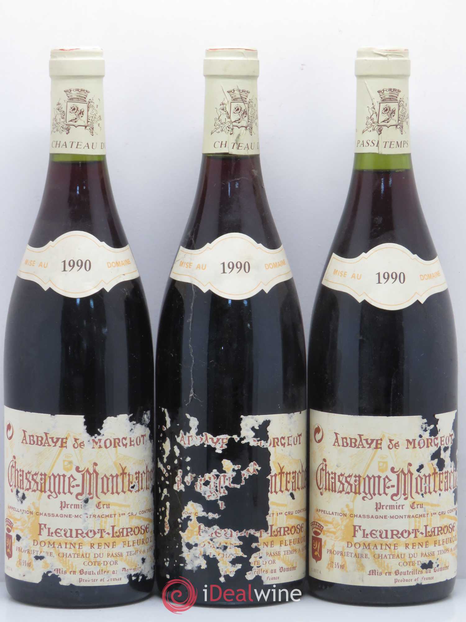 Chassagne-Montrachet 1er Cru Abbaye de Morgeot Fleurot Larose 1990 - Posten von 3 Flaschen - 0