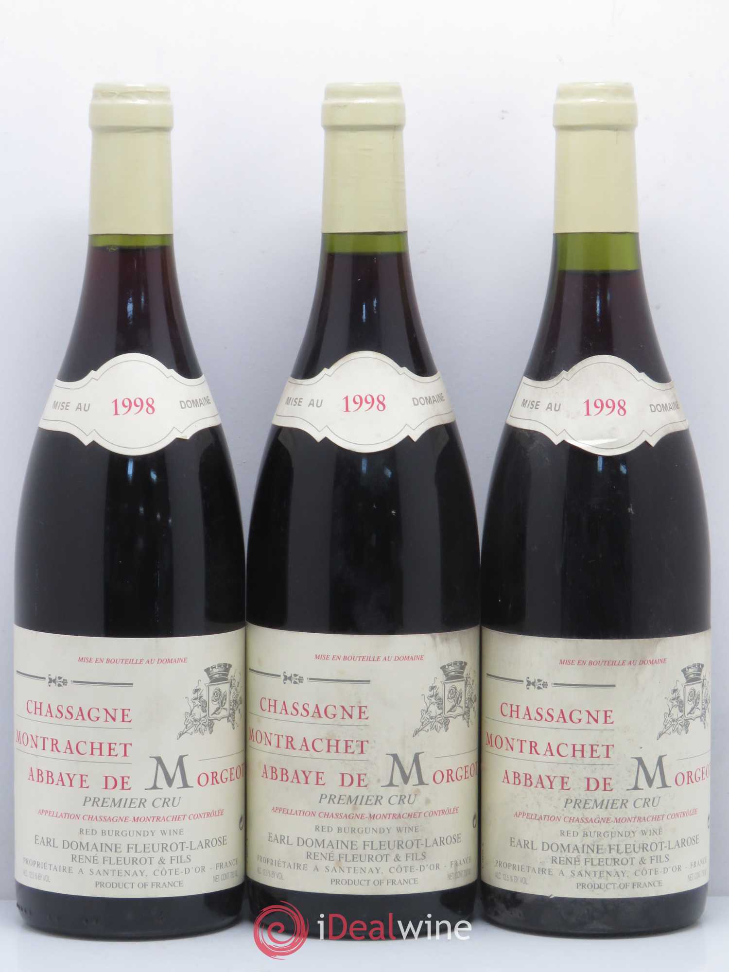 Chassagne-Montrachet 1er Cru Abbaye de Morgeot Fleurot Larose 1998 - Lotto di 3 bottiglie - 0