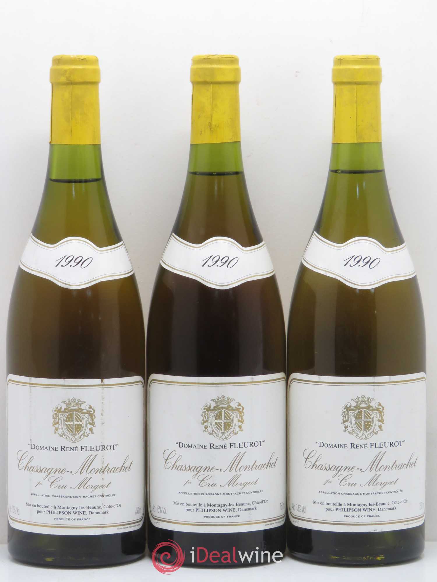 Chassagne-Montrachet 1er Cru René Fleurot 1990 - Lot de 3 bouteilles - 0
