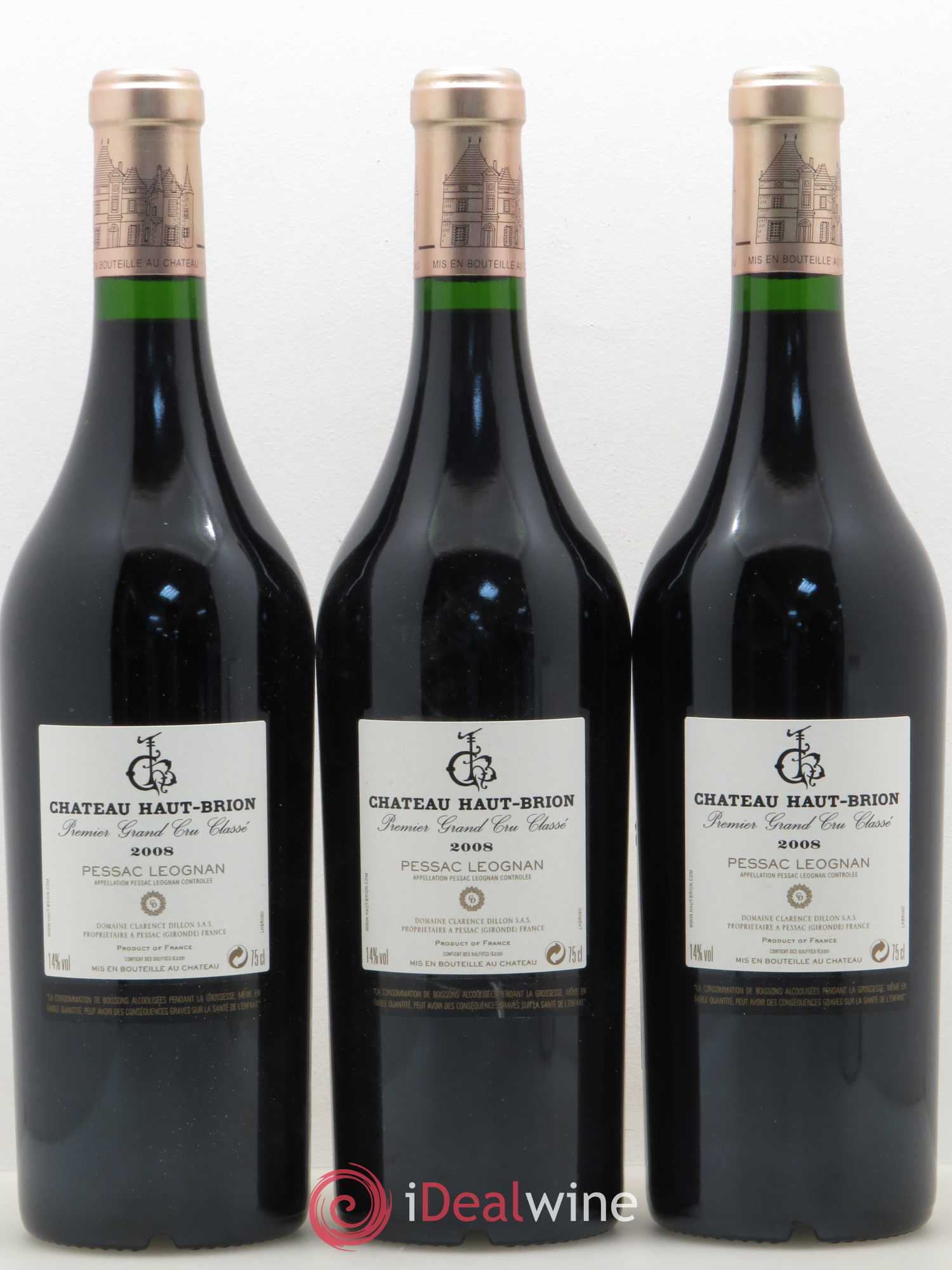 Château Haut Brion 1er Grand Cru Classé 2008 - Lot de 3 bouteilles - 1