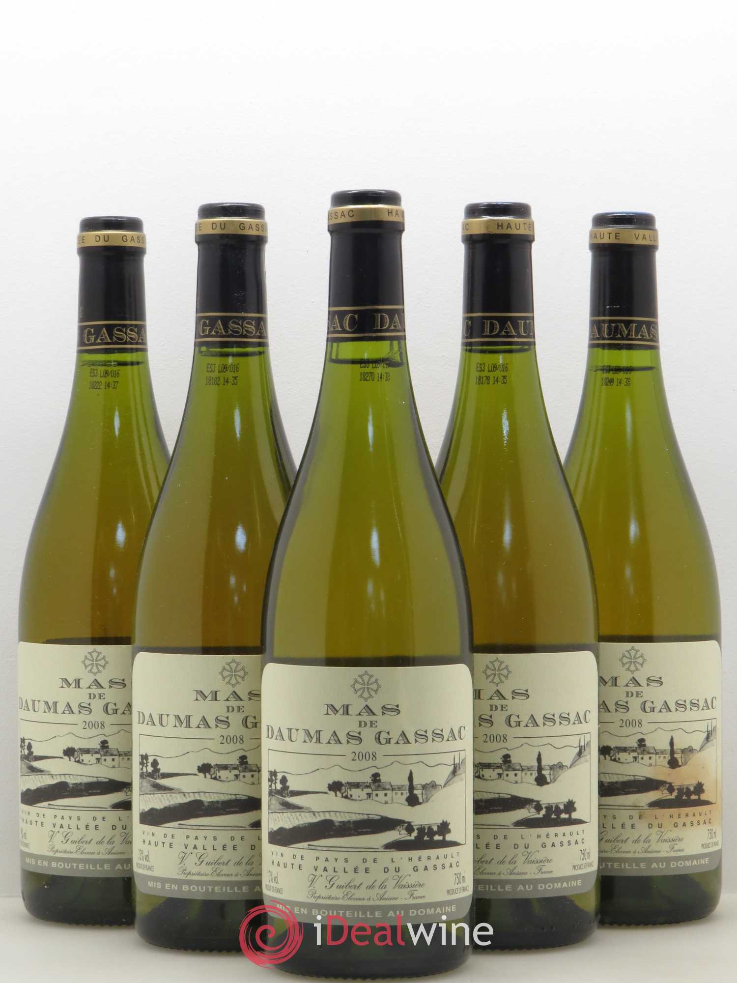 Saint-Guilhem-le-Désert - Cité d'Aniane Mas Daumas Gassac Famille Guibert de La Vaissière 2008 - Lot de 5 bouteilles - 0