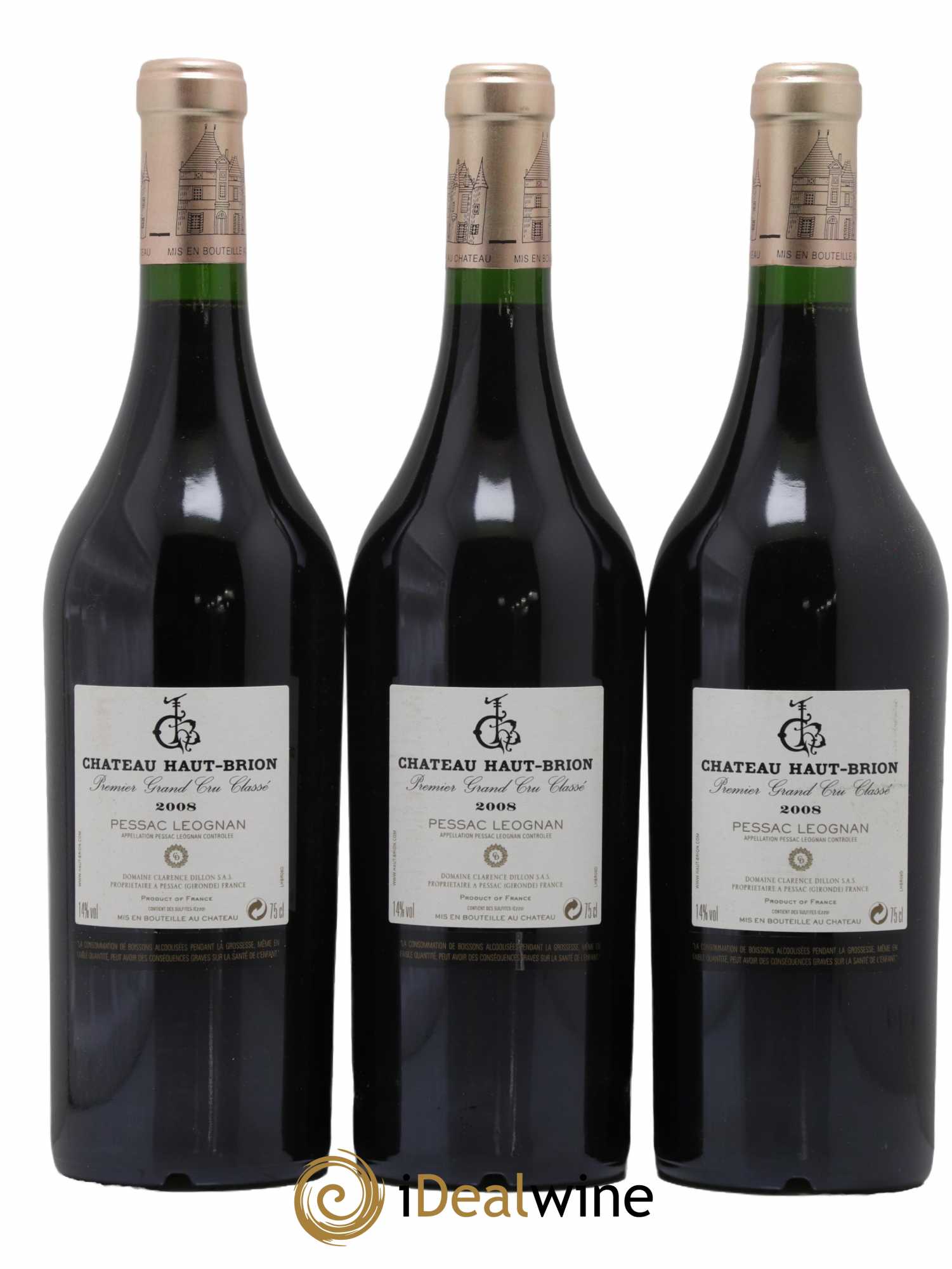 Château Haut Brion 1er Grand Cru Classé 2008 - Lot de 3 bouteilles - 1