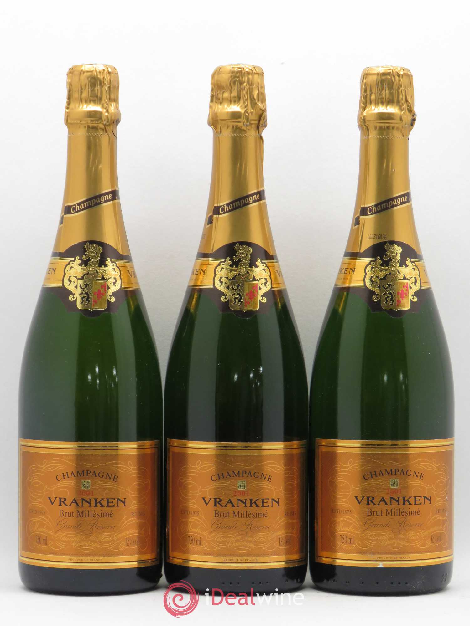 Champagne Vranken Brut 2001 - Posten von 3 Flaschen - 0