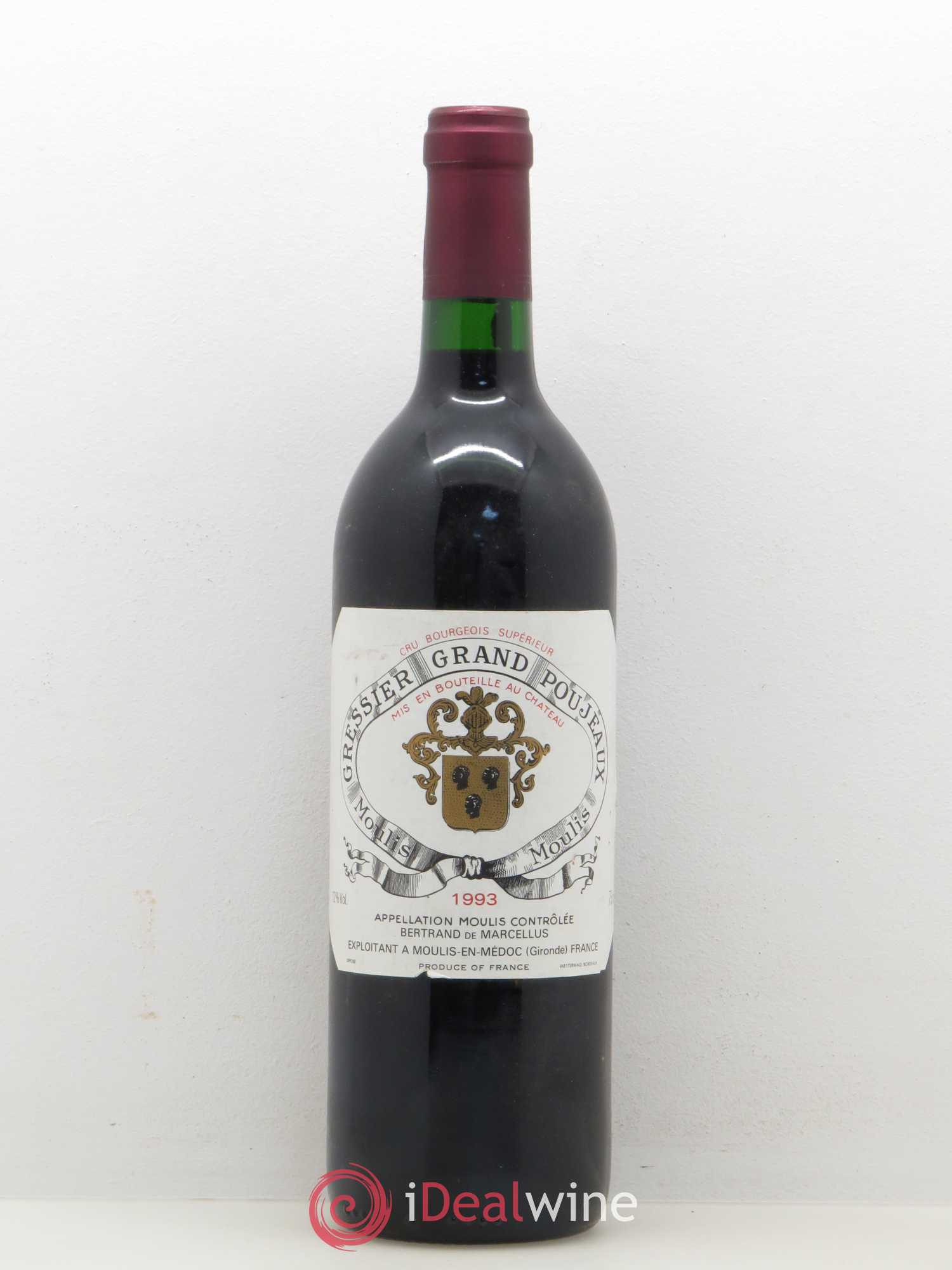 Château Gressier Grand Poujeaux Cru Bourgeois 1993 - Lot de 1 bouteille - 0
