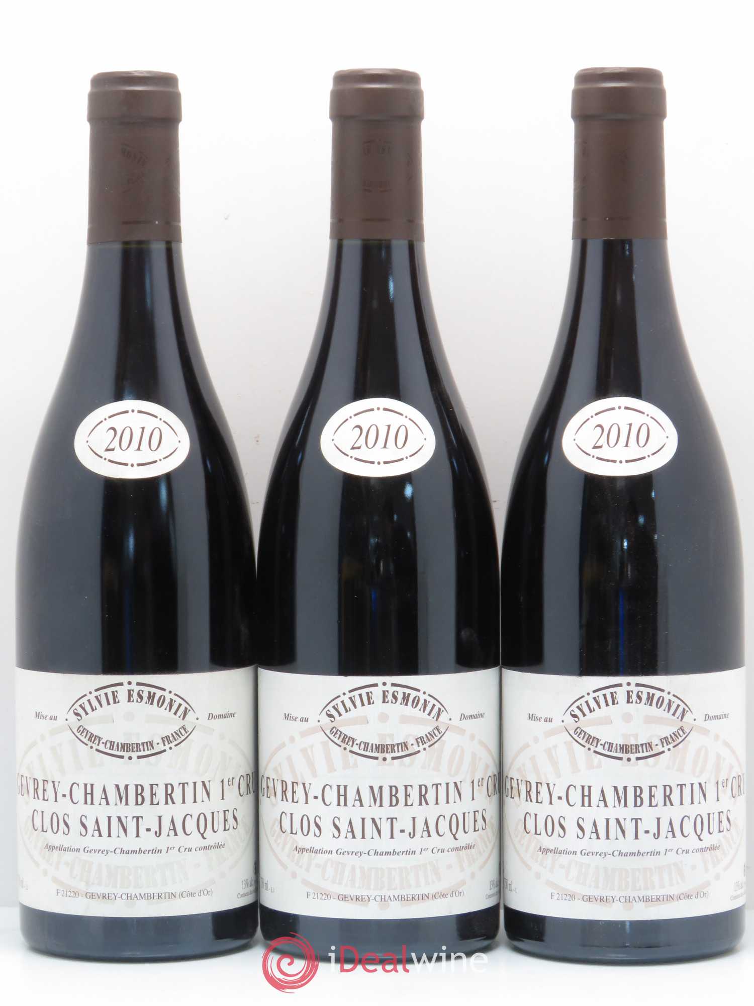 Gevrey-Chambertin 1er Cru Clos Saint Jacques Sylvie Esmonin 2010 - Lot de 3 bouteilles - 0