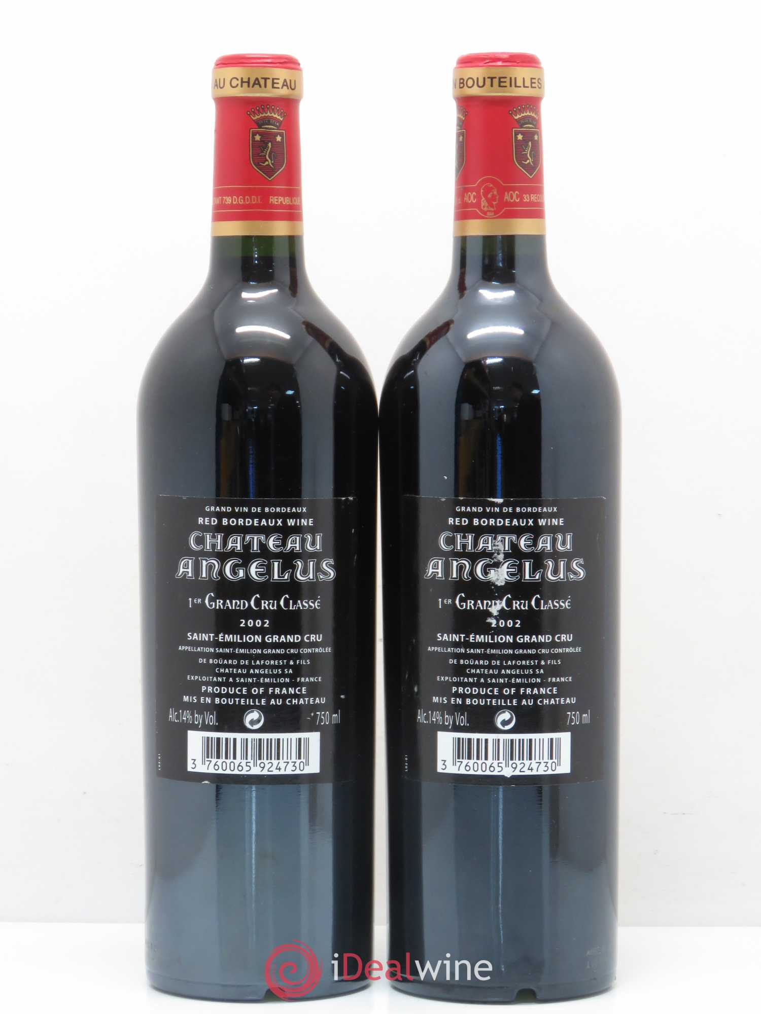 Château Angélus 1er Grand Cru Classé A 2002 - Lot de 2 bouteilles - 1