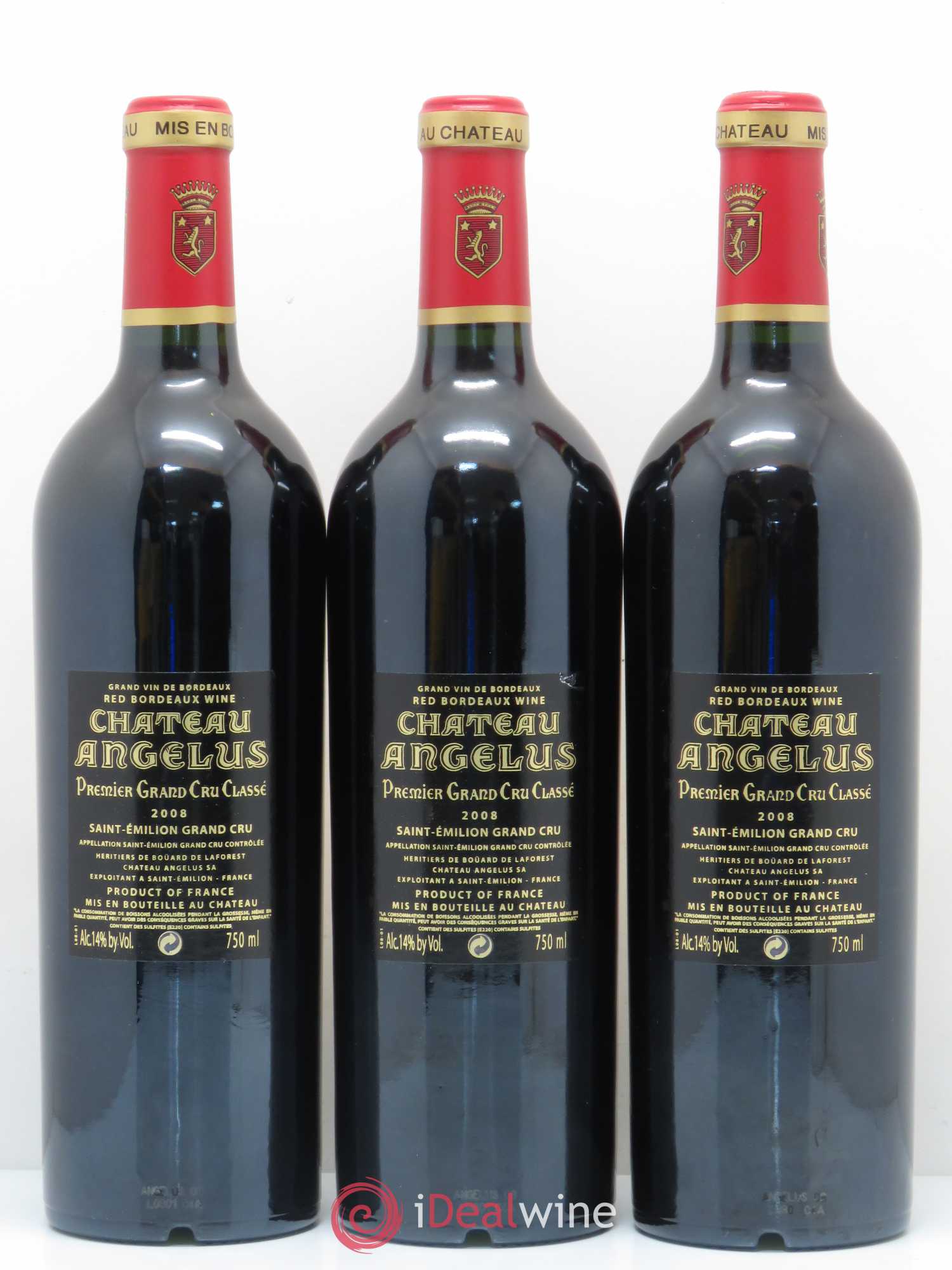 Château Angélus 1er Grand Cru Classé A 2008 - Lot de 3 bouteilles - 1