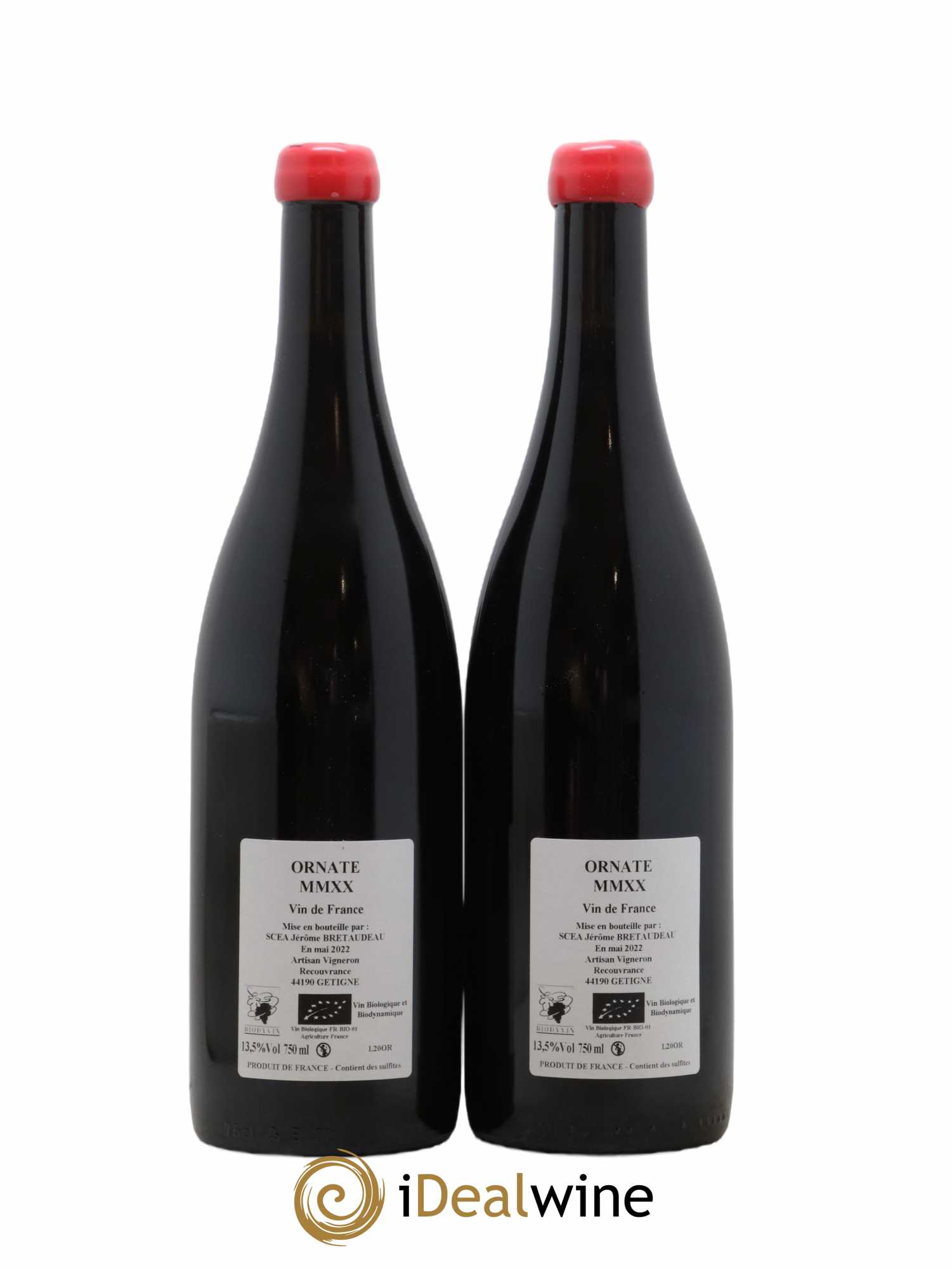 Vin de France Merlot Ornaté Jérôme Bretaudeau - Domaine de Bellevue 2020 - Lot of 2 bottles - 1