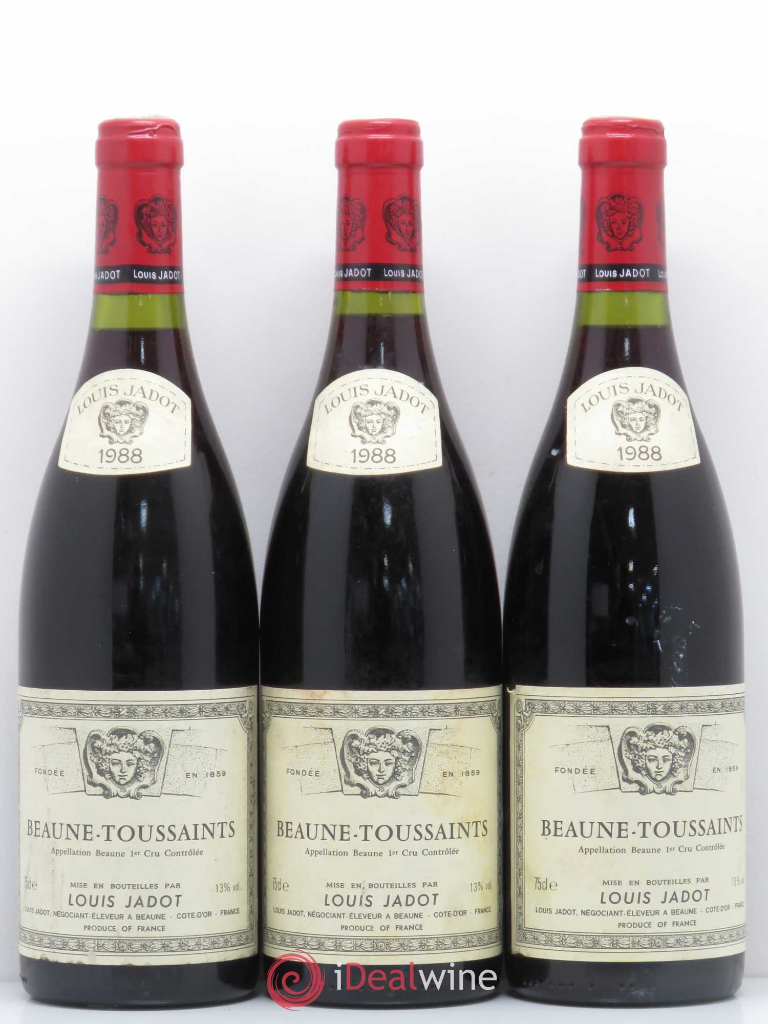 Beaune 1er Cru Toussaints Jadot 1988 - Lot de 3 bouteilles - 0