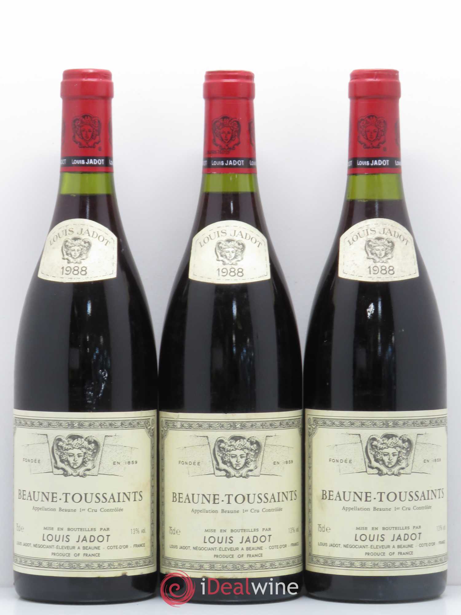 Beaune 1er Cru Toussaints Jadot 1988 - Lot de 3 bouteilles - 0