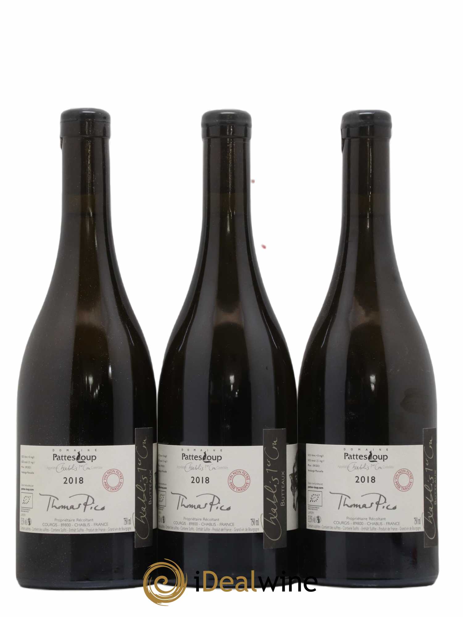 Chablis 1er Cru Butteaux Pattes Loup (Domaine) (no reserve) 2018 - Lot of 3 bottles - 1