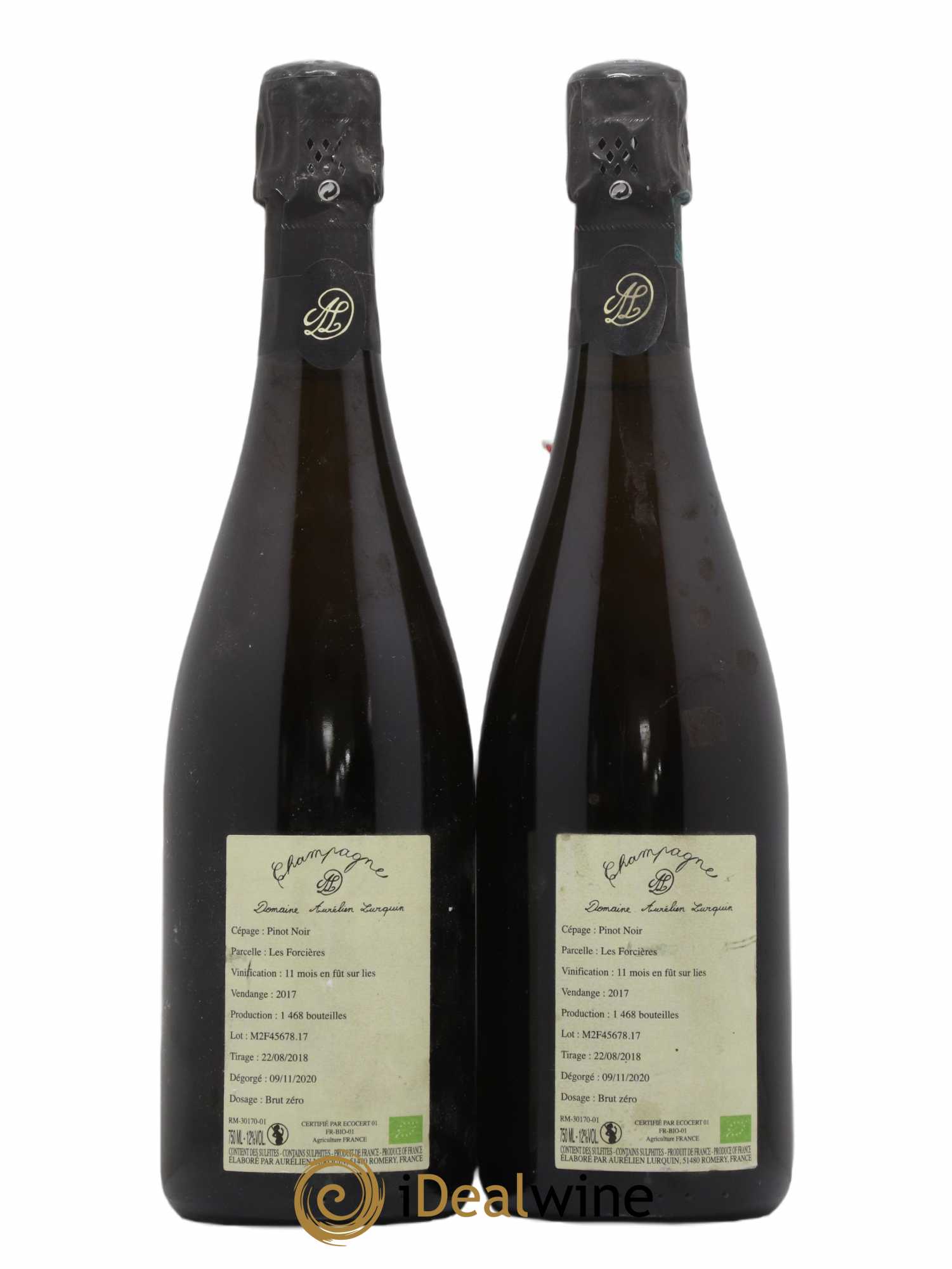 Pinot Noir Les Forcières Aurélien Lurquin  (sans prix de réserve) 2017 - Lot de 2 bouteilles - 1