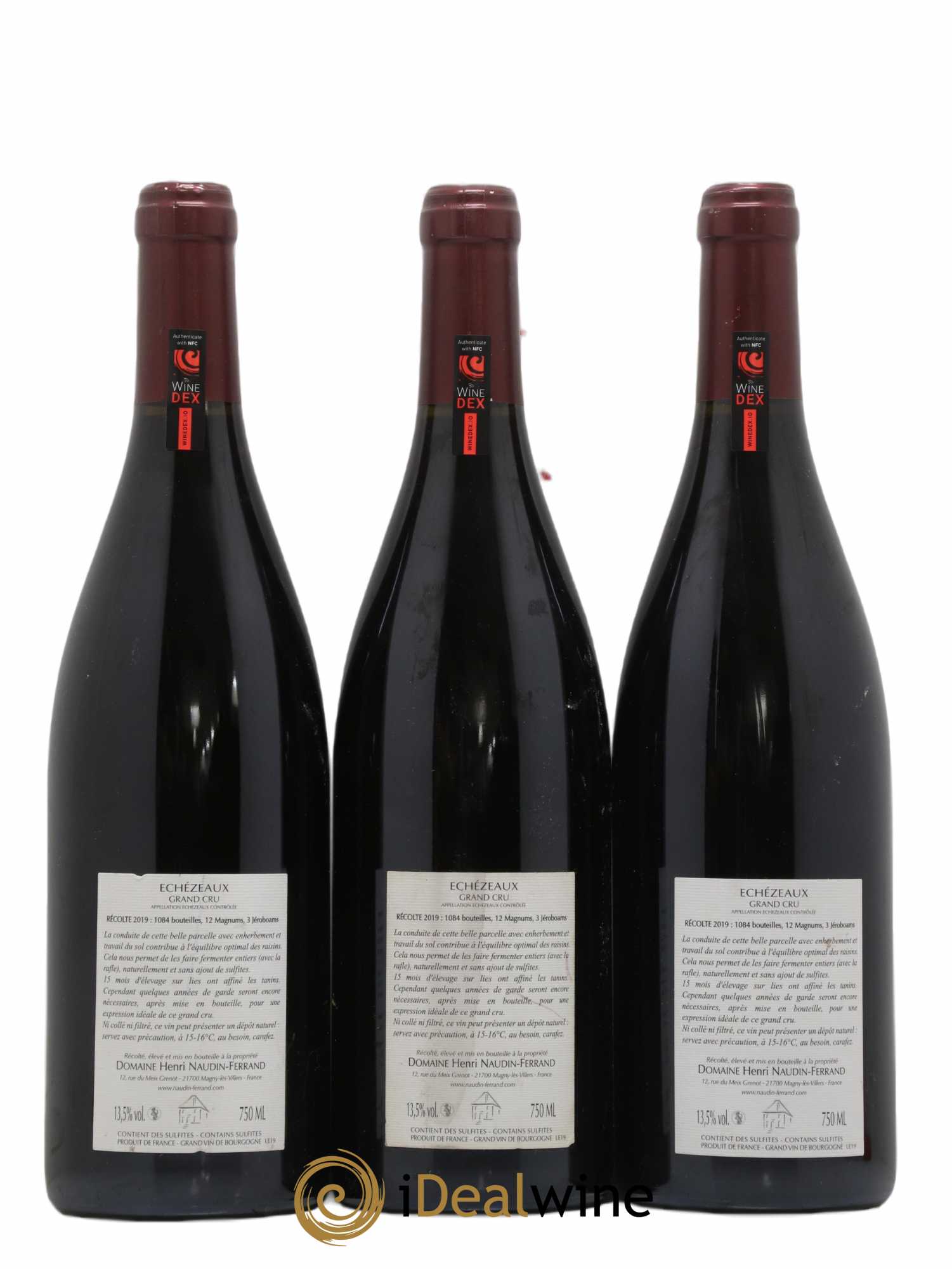 Echezeaux Grand Cru Naudin-Ferrand (Domaine)  (no reserve) 2019 - Lot of 3 bottles - 1