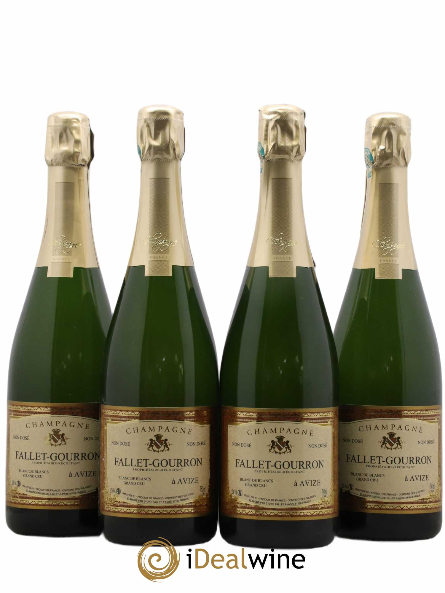 Champagne blanc de blancs brut zero Fallet Gourron - Posten von 4 Flaschen - 0