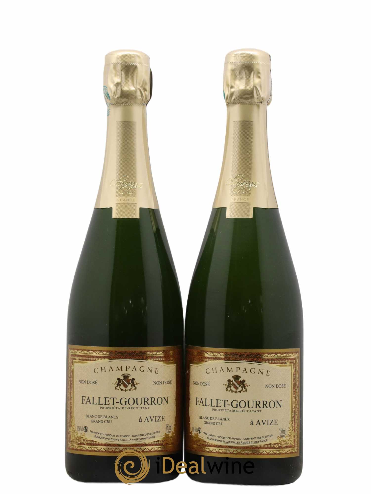 Champagne blanc de blancs brut zero Fallet Gourron - Posten von 2 Flaschen - 0