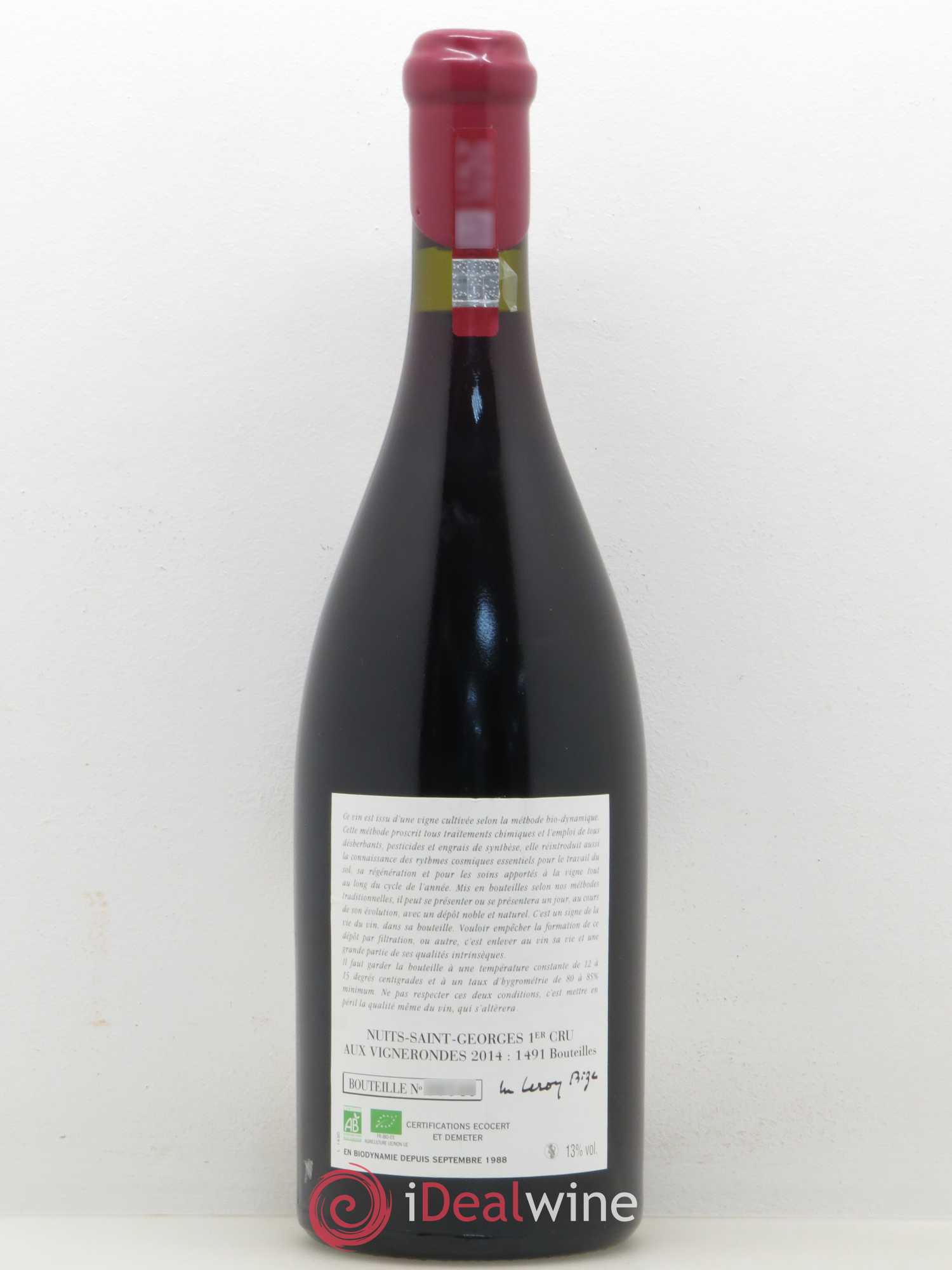 Nuits-Saint-Georges 1er Cru Aux Vignerondes Leroy (Domaine) 2014 - Lot de 1 bouteille - 1