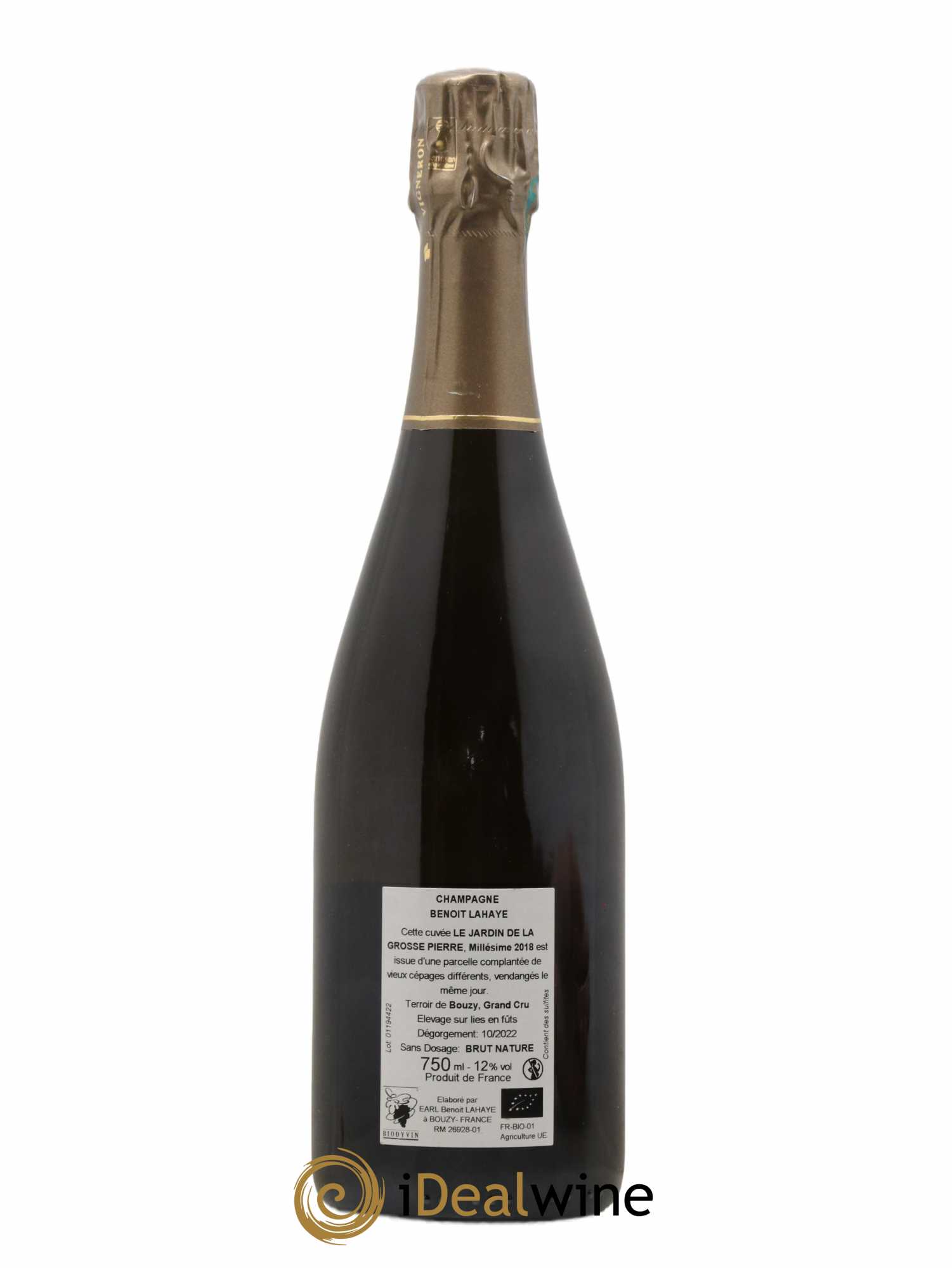 Le Jardin de la Grosse Pierre Brut Nature Benoit Lahaye 2018 - Lot de 1 bouteille - 1