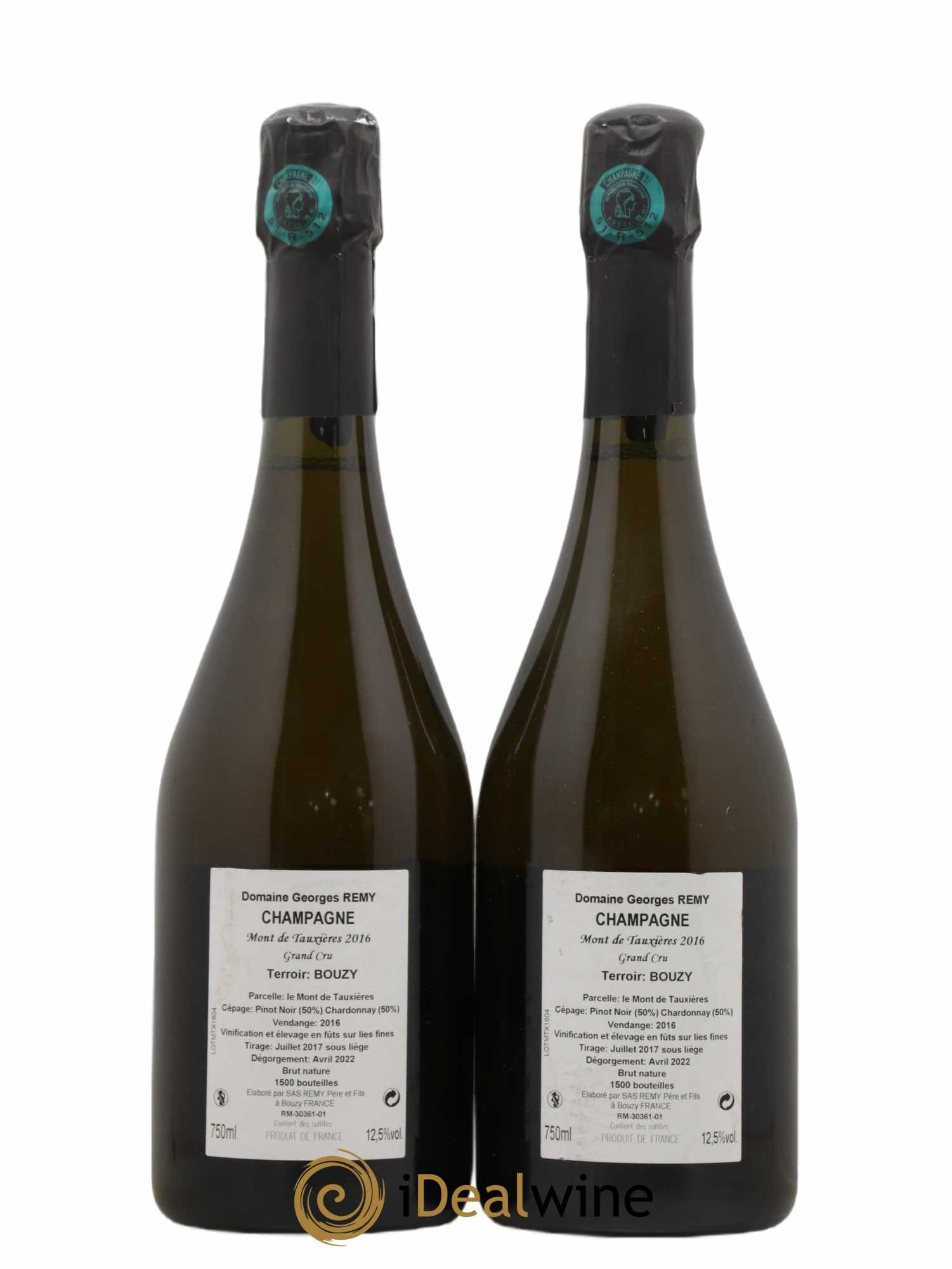 Champagne Grand Cru Le Mont Tauxieres Georges Remy 2016 - Posten von 2 Flaschen - 1