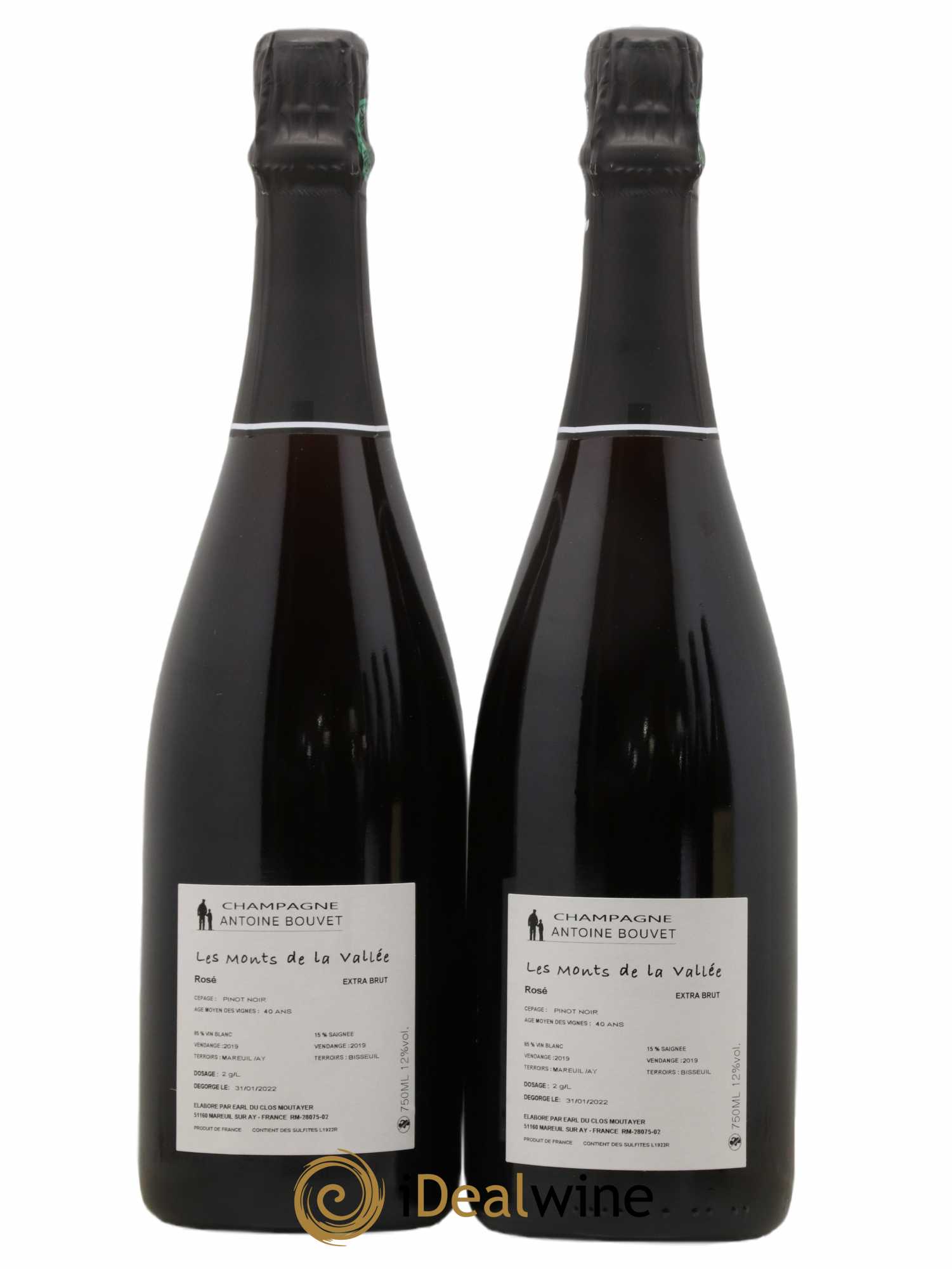 Champagne Les Monts de la Vallée Bouvet 2019 - Posten von 2 Flaschen - 1