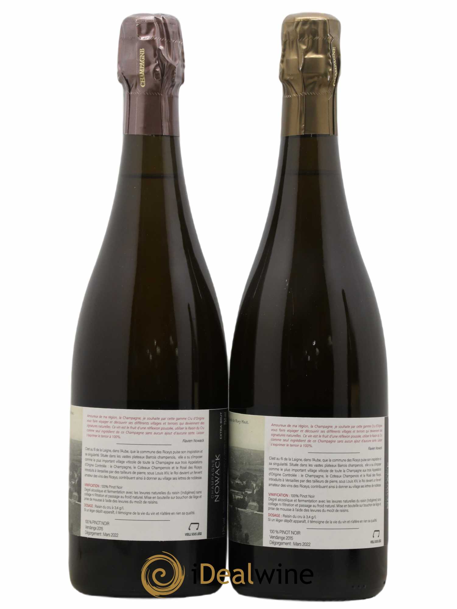 Champagne Les Riceys Nowack 2015 - Lot de 2 bouteilles - 1