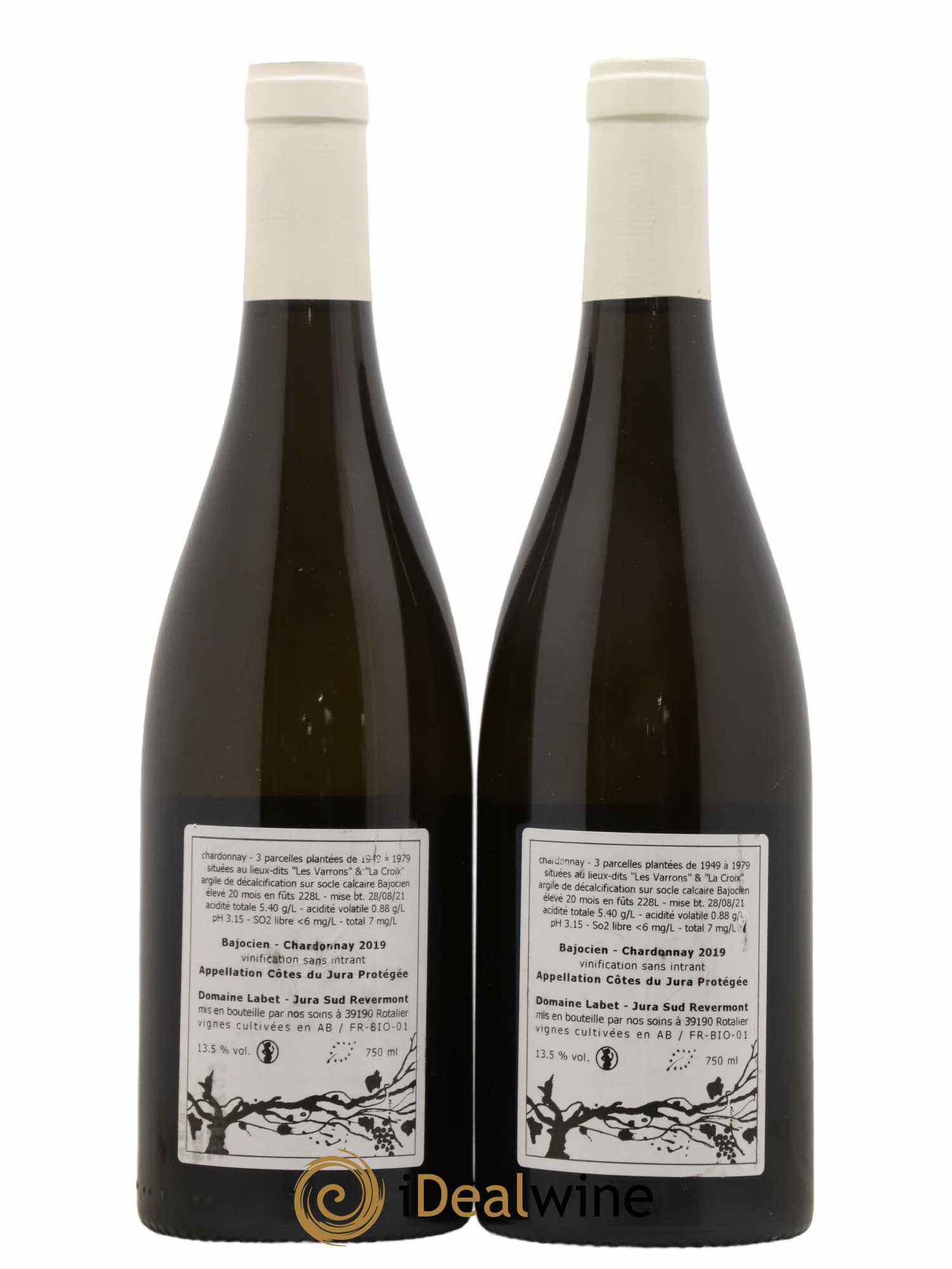 Côtes du Jura Chardonnay Bajocien Romain - Julien - Charline Labet 2019 - Lot de 2 bouteilles - 1