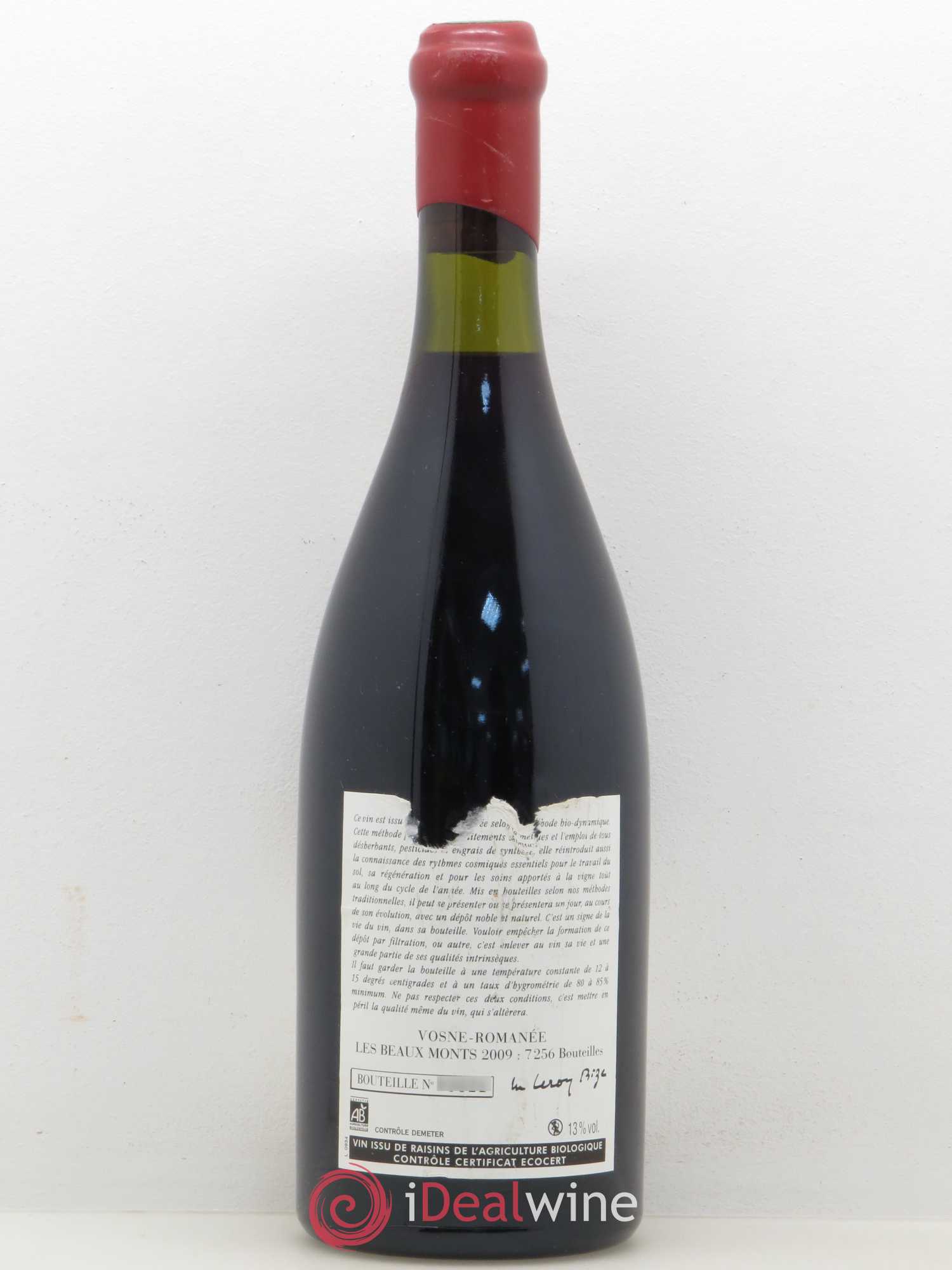 Vosne-Romanée 1er Cru Les Beaux-Monts Leroy (Domaine) 2009 - Lot de 1 bouteille - 1