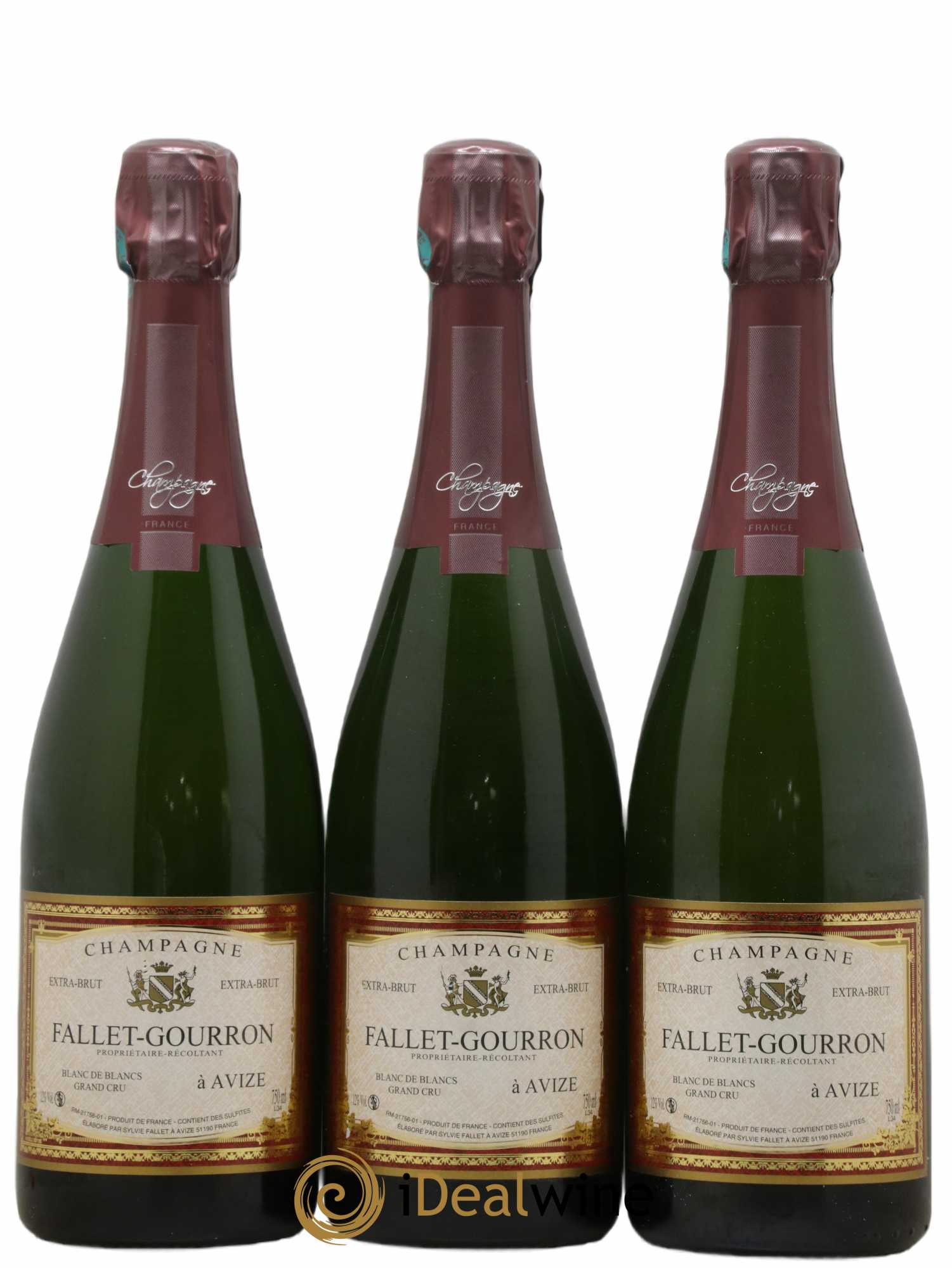 Champagne blanc de blancs extra brut Fallet Gourron - Posten von 3 Flaschen - 0