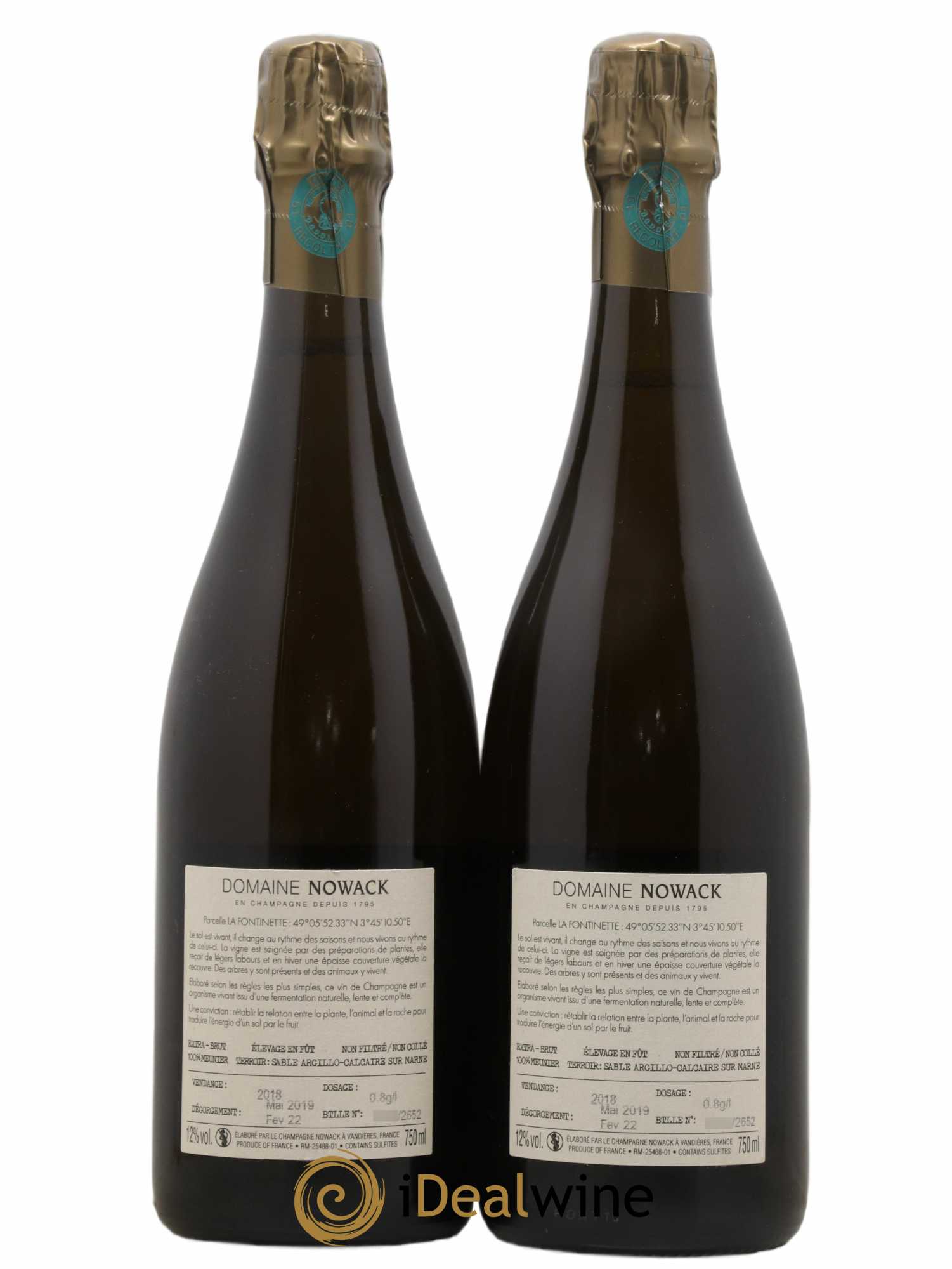 Champagne La Fontinette Nowack 2018 - Lot de 2 bouteilles - 1