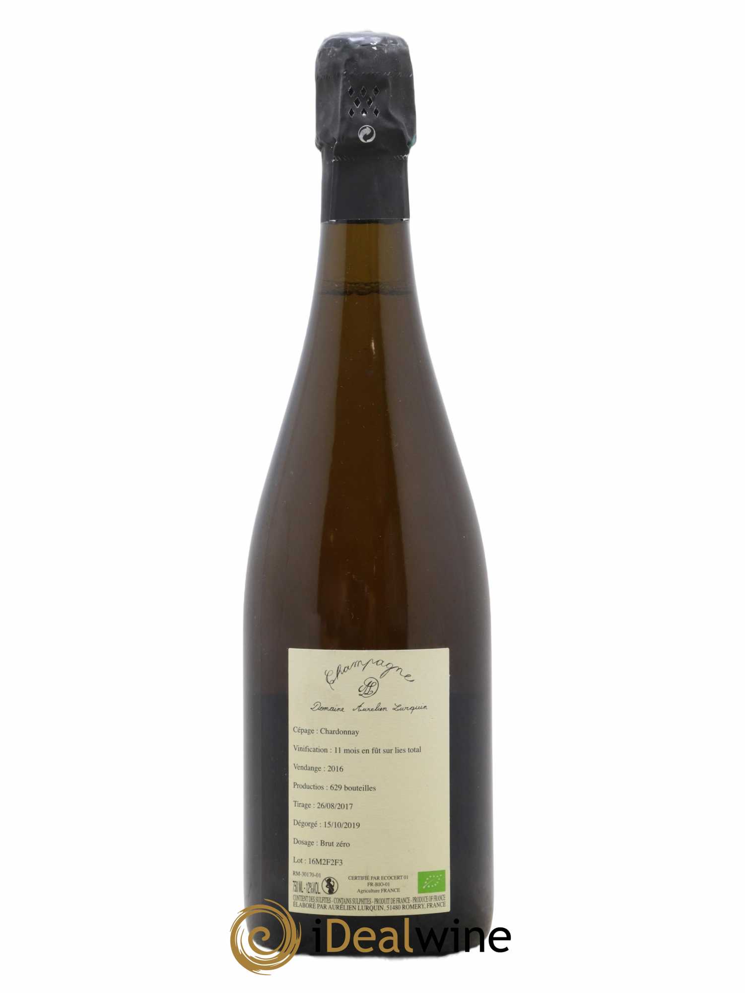 Chardonnay Aurélien Lurquin Brut zéro 2016 - Lot de 1 bouteille - 1