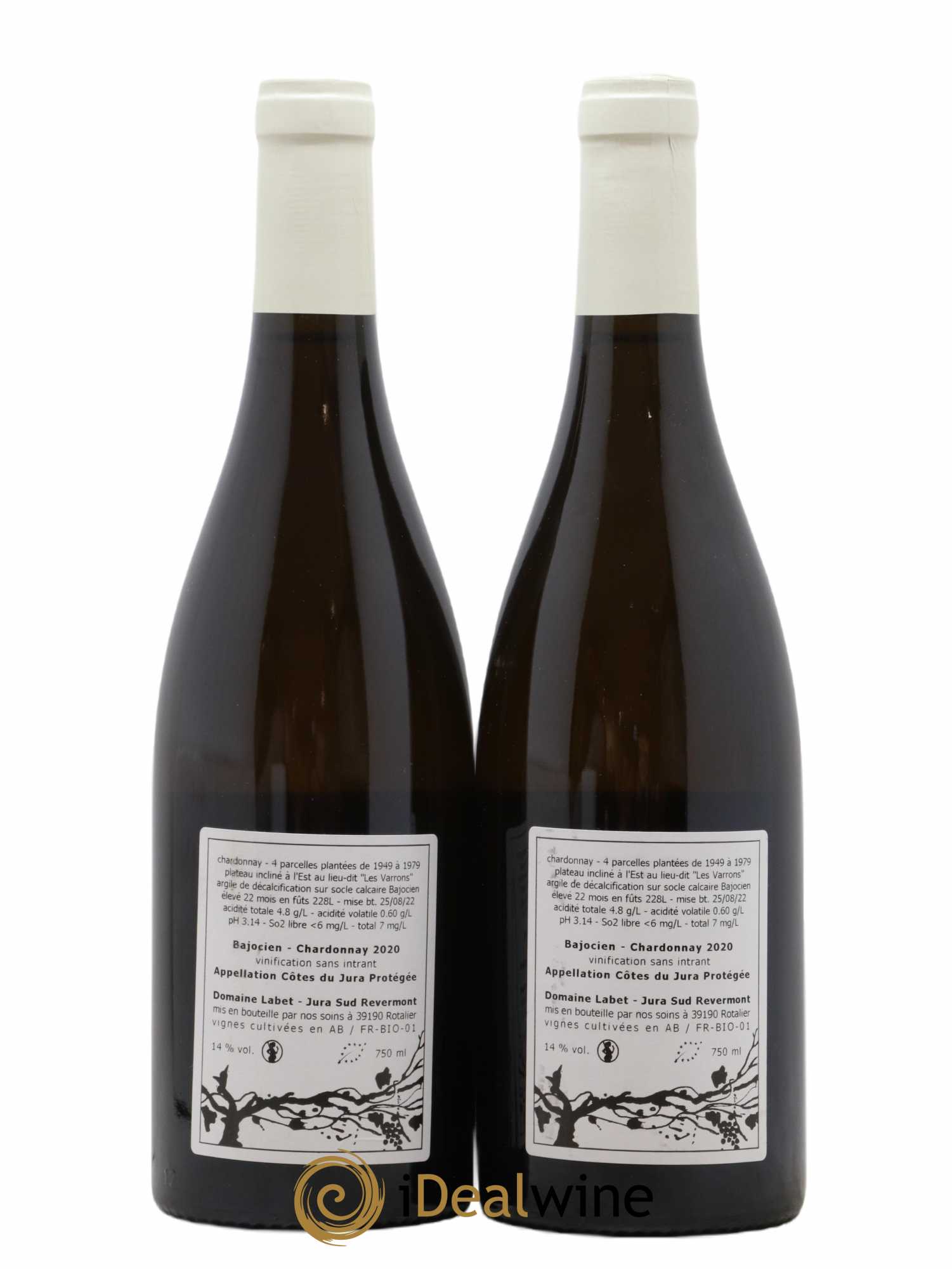 Côtes du Jura Chardonnay Bajocien Romain - Julien - Charline Labet 2020 - Lot de 2 bouteilles - 1