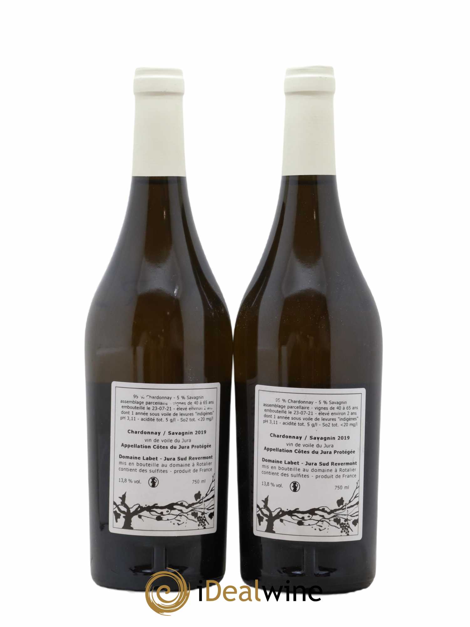 Côtes du Jura Vin de Voile Chardonnay-Savagnin cuvée de garde Romain - Julien - Charline Labet 2019 - Lot de 2 bouteilles - 1