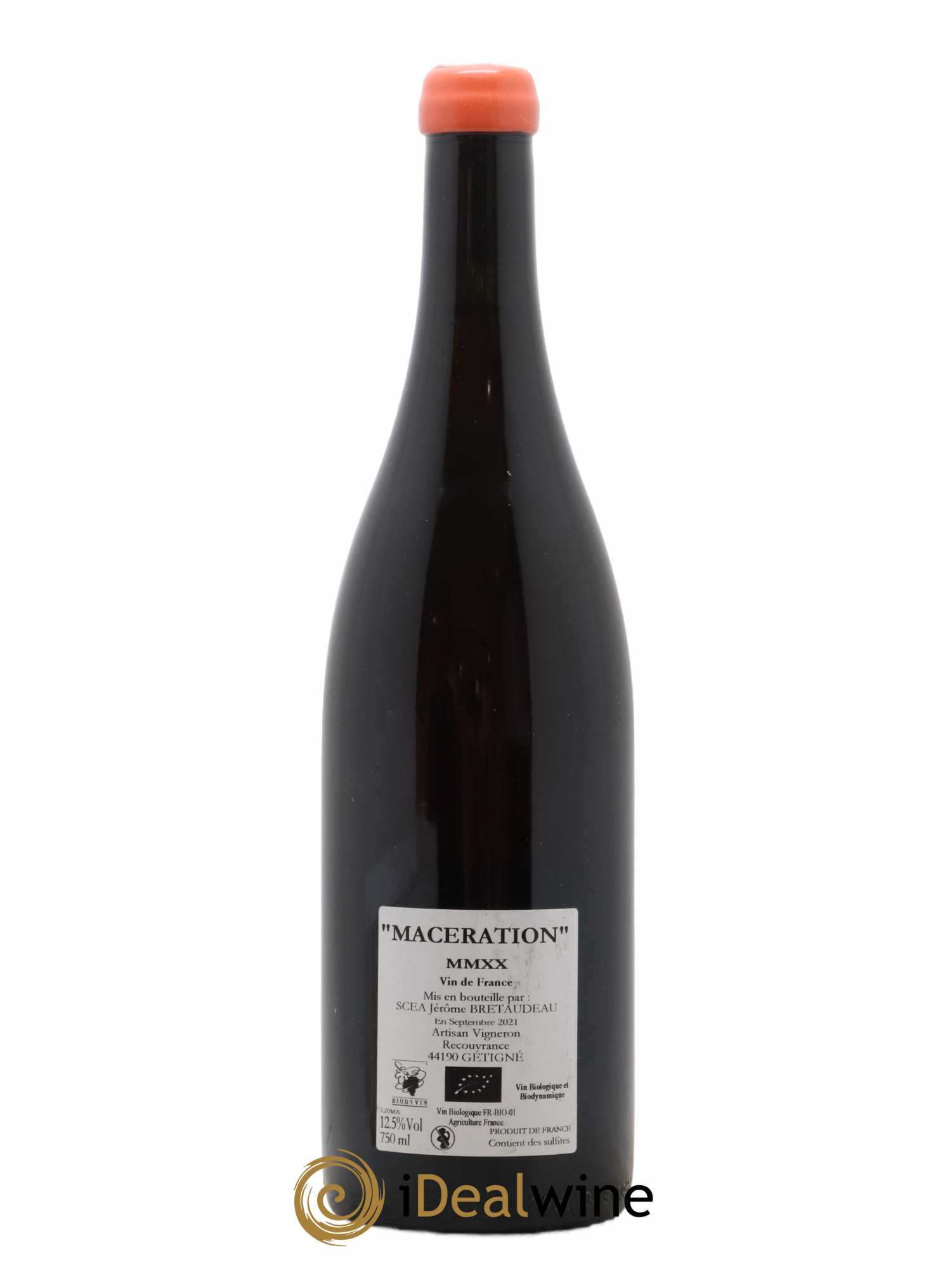 Vin de France Macération Jérôme Bretaudeau - Domaine de Bellevue 2020 - Lot de 1 bouteille - 1