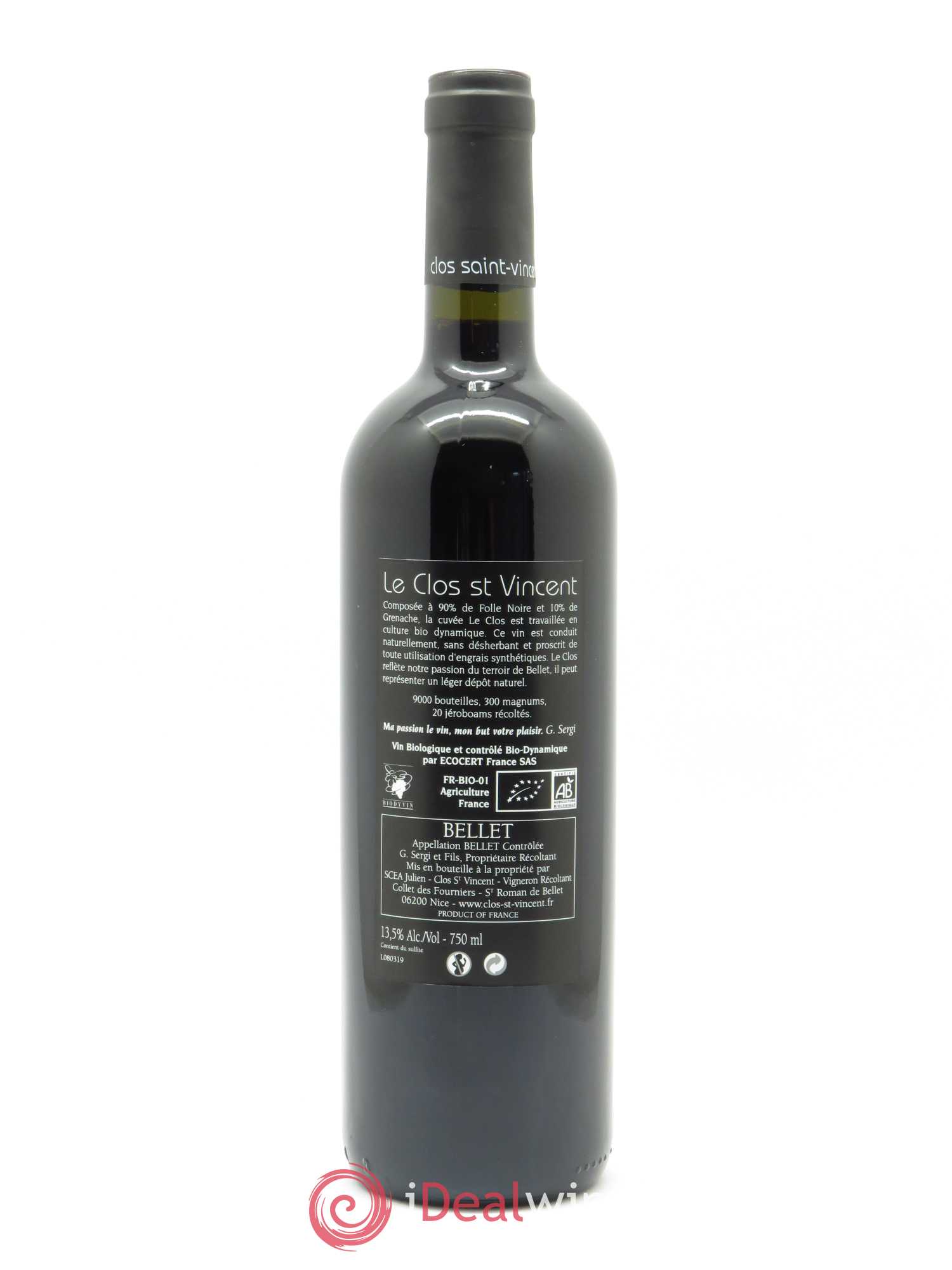 Bellet Clos Saint-Vincent Le Clos Famille Sicardi-Sergi 2017 - Lot de 1 bouteille - 1