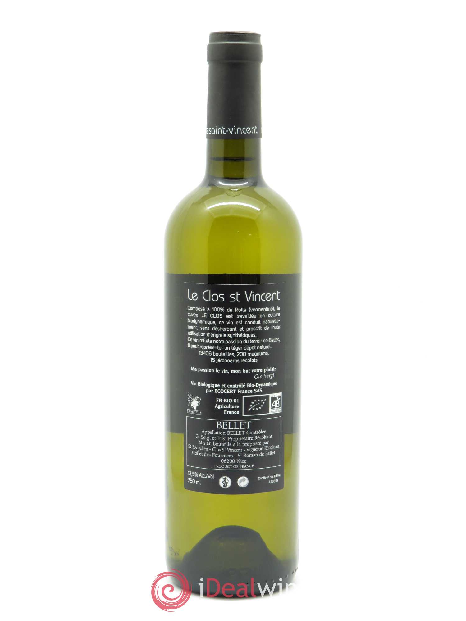 Bellet Clos Saint-Vincent Le Clos  Famille Sicardi-Sergi 2018 - Lot de 1 bouteille - 1