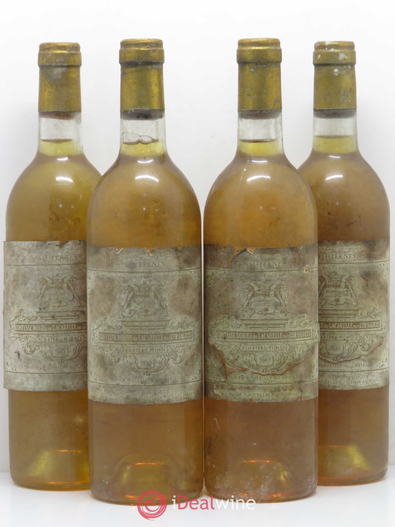 Château Filhot 2ème Grand Cru Classé 1981 - Lotto di 4 bottiglie - 0