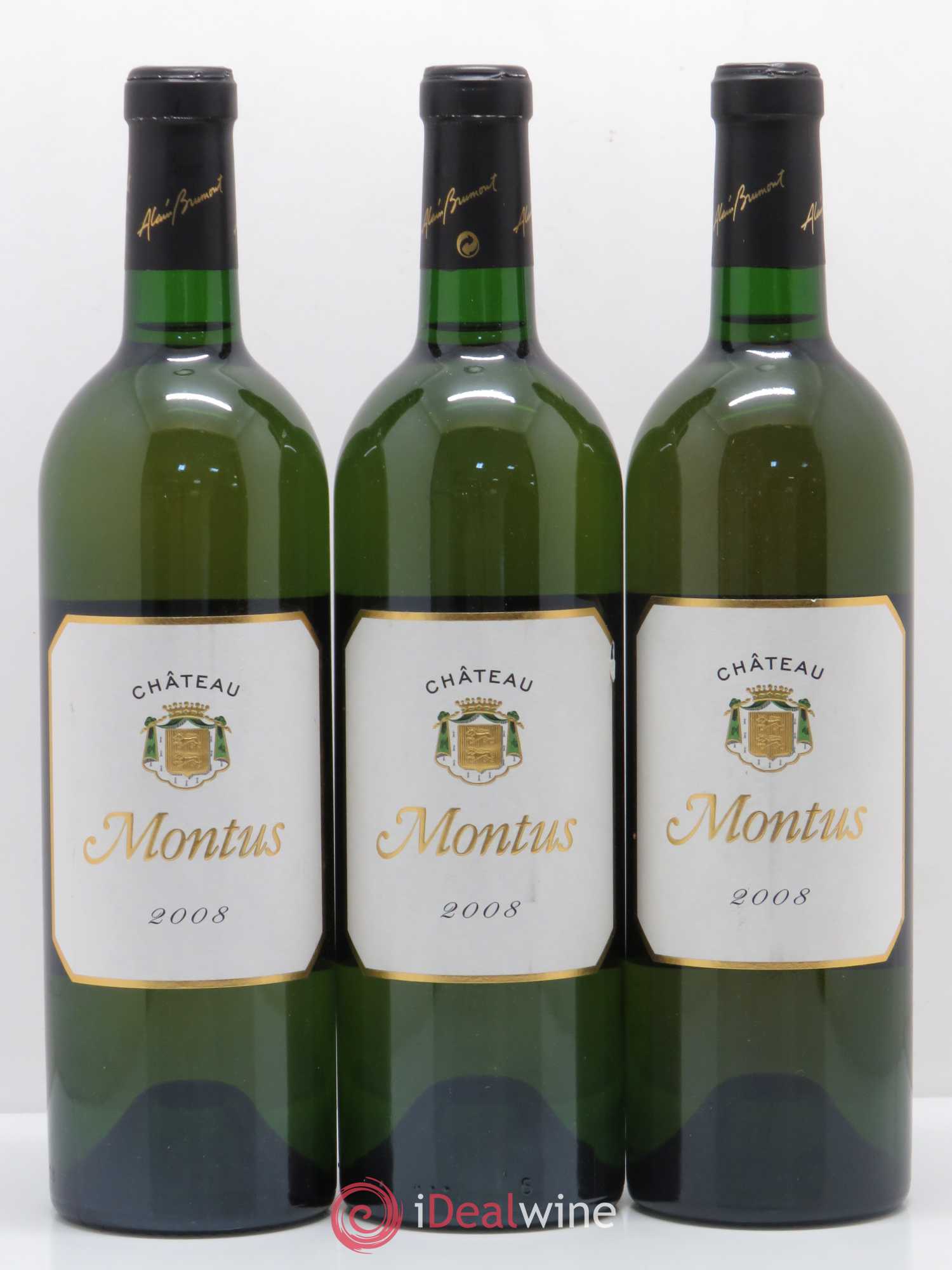 Sud-Ouest Pacherenc du Vic Bihl Sec Château Montus 2008 - Posten von 3 Flaschen - 0