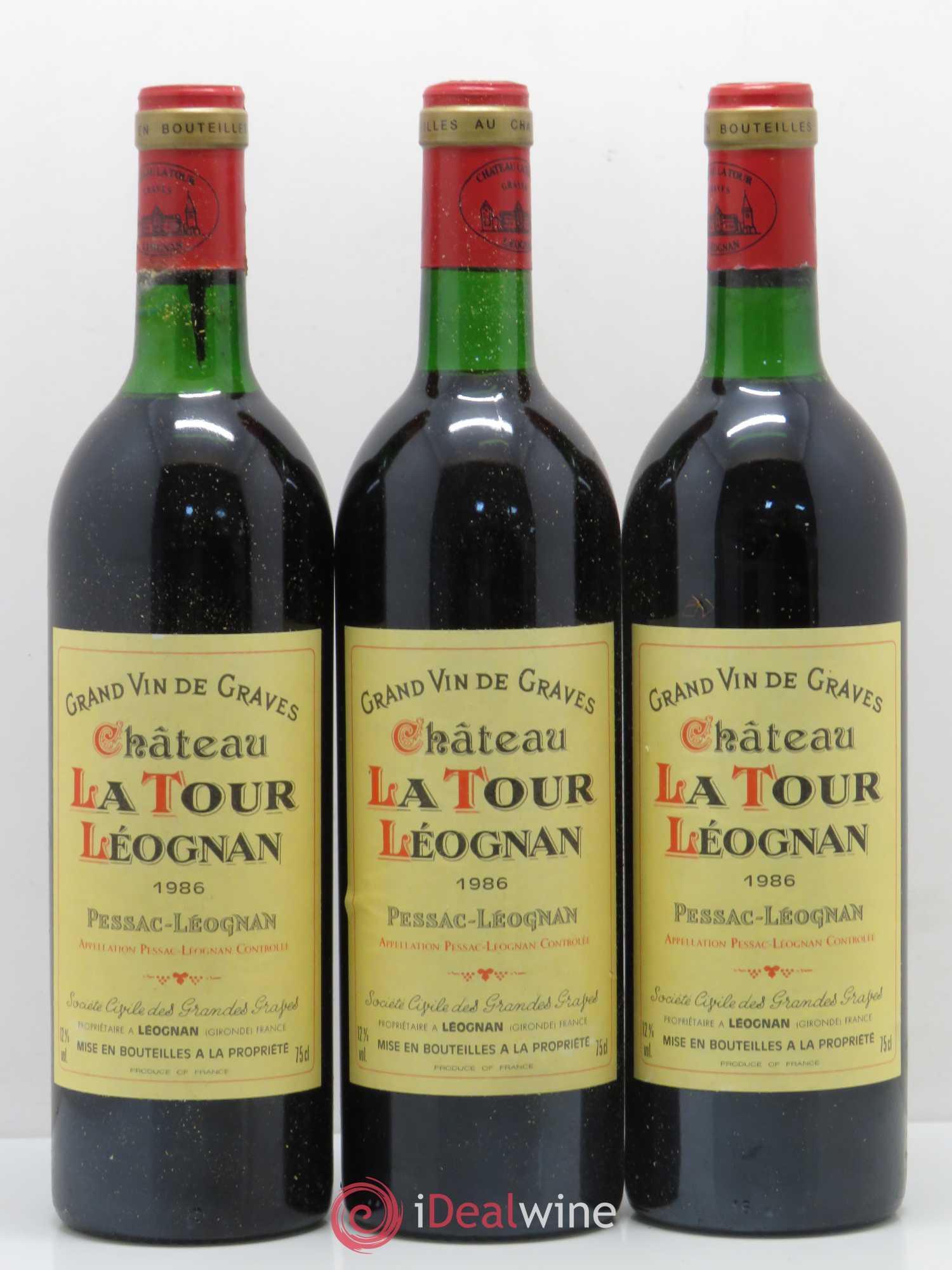 Château Tour Léognan 1986 - Lot de 3 bouteilles - 0