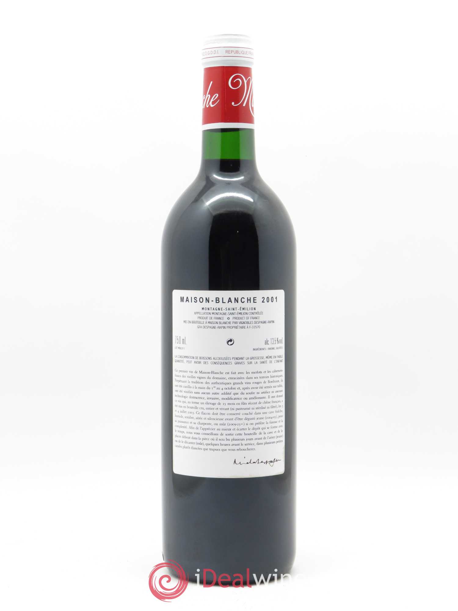 Château Maison Blanche 2001 - Lot de 1 bouteille - 1