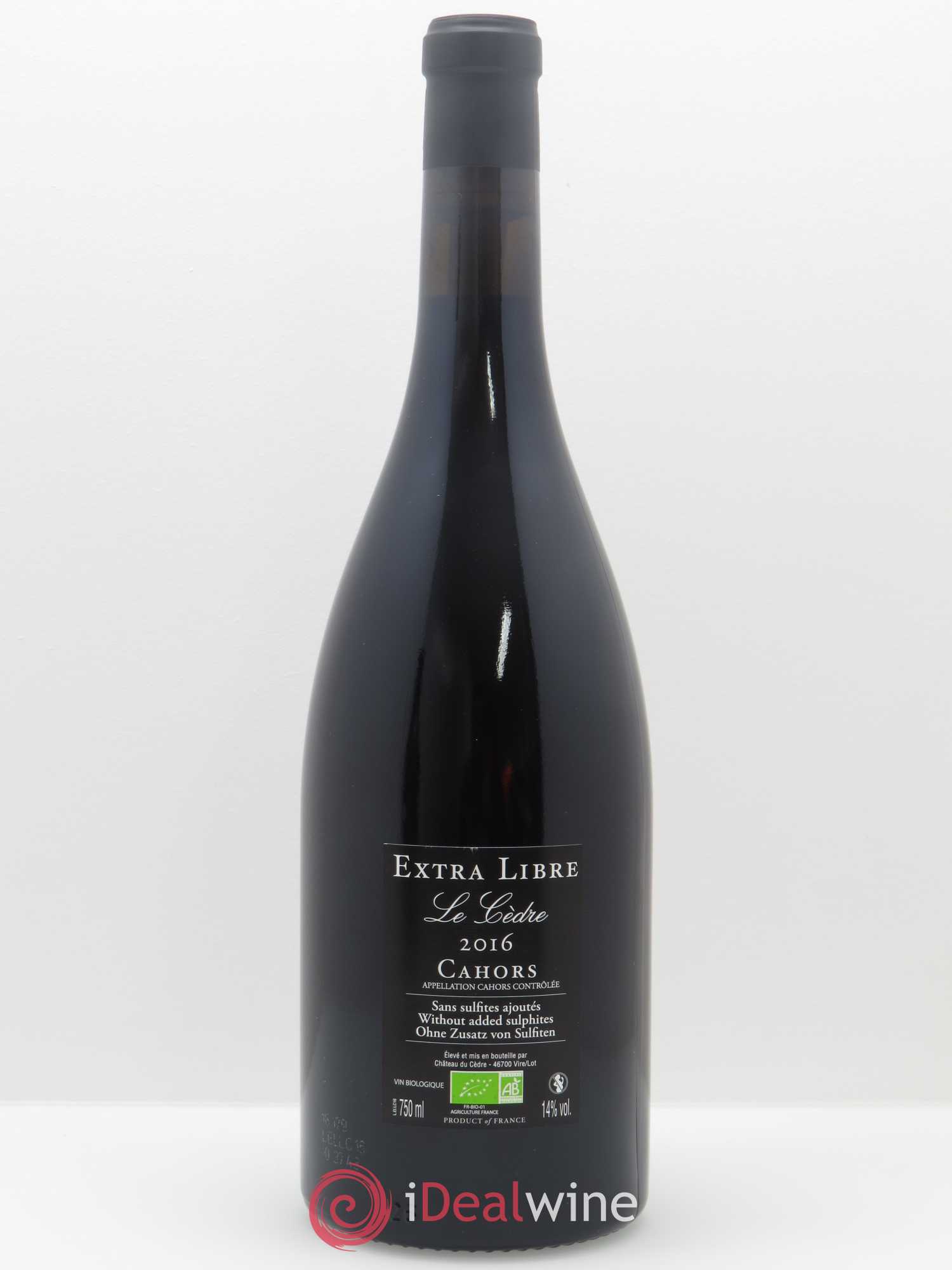 Cahors Château du Cèdre Extra Libre Le Cèdre Pascal et Jean-Marc Verhaeghe 2016 - Lot de 1 bouteille - 1
