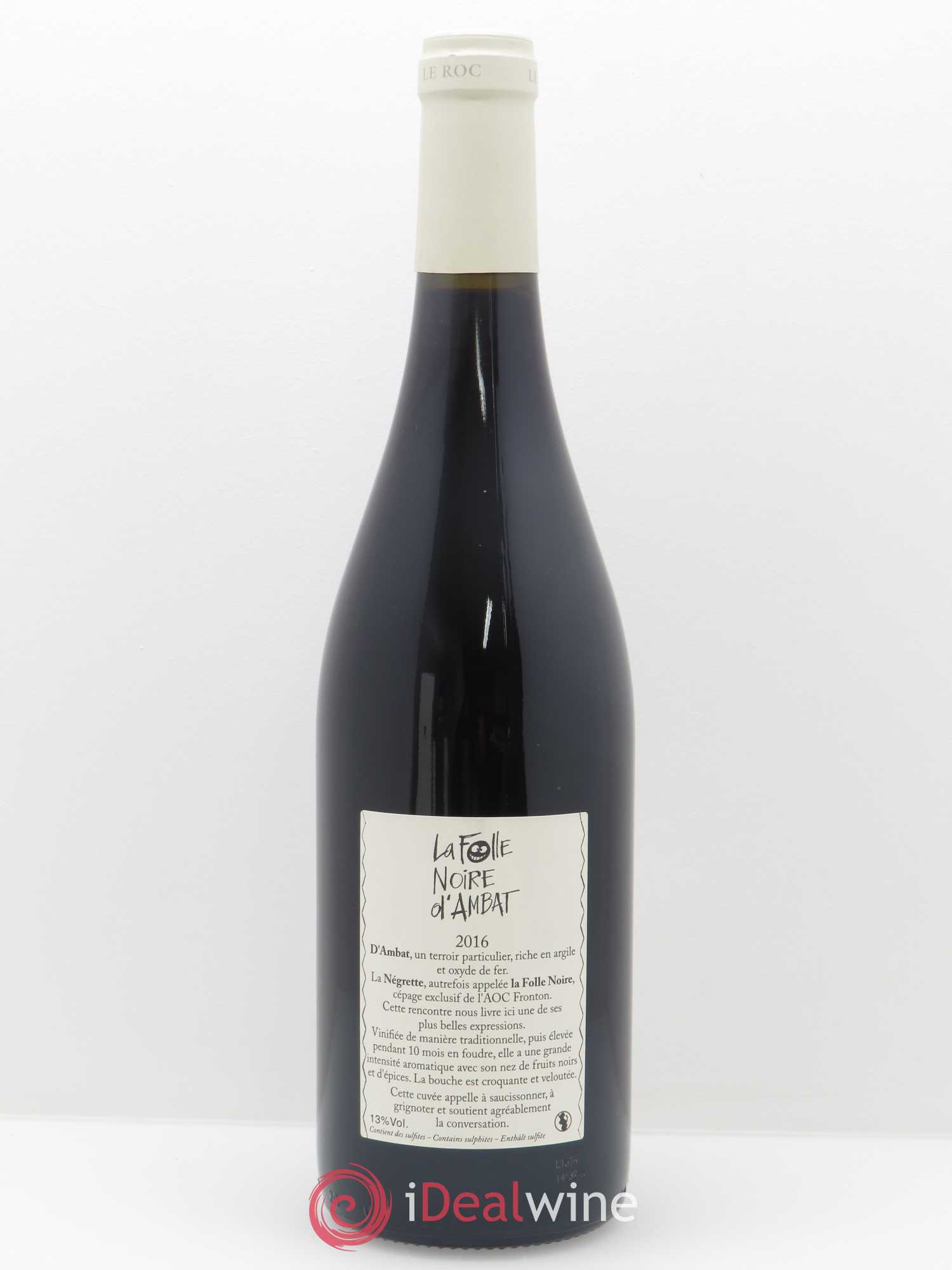 Fronton Le Roc La Folle Noire d'Ambat Jean-Luc Ribes 2016 - Posten von 1 Flasche - 1
